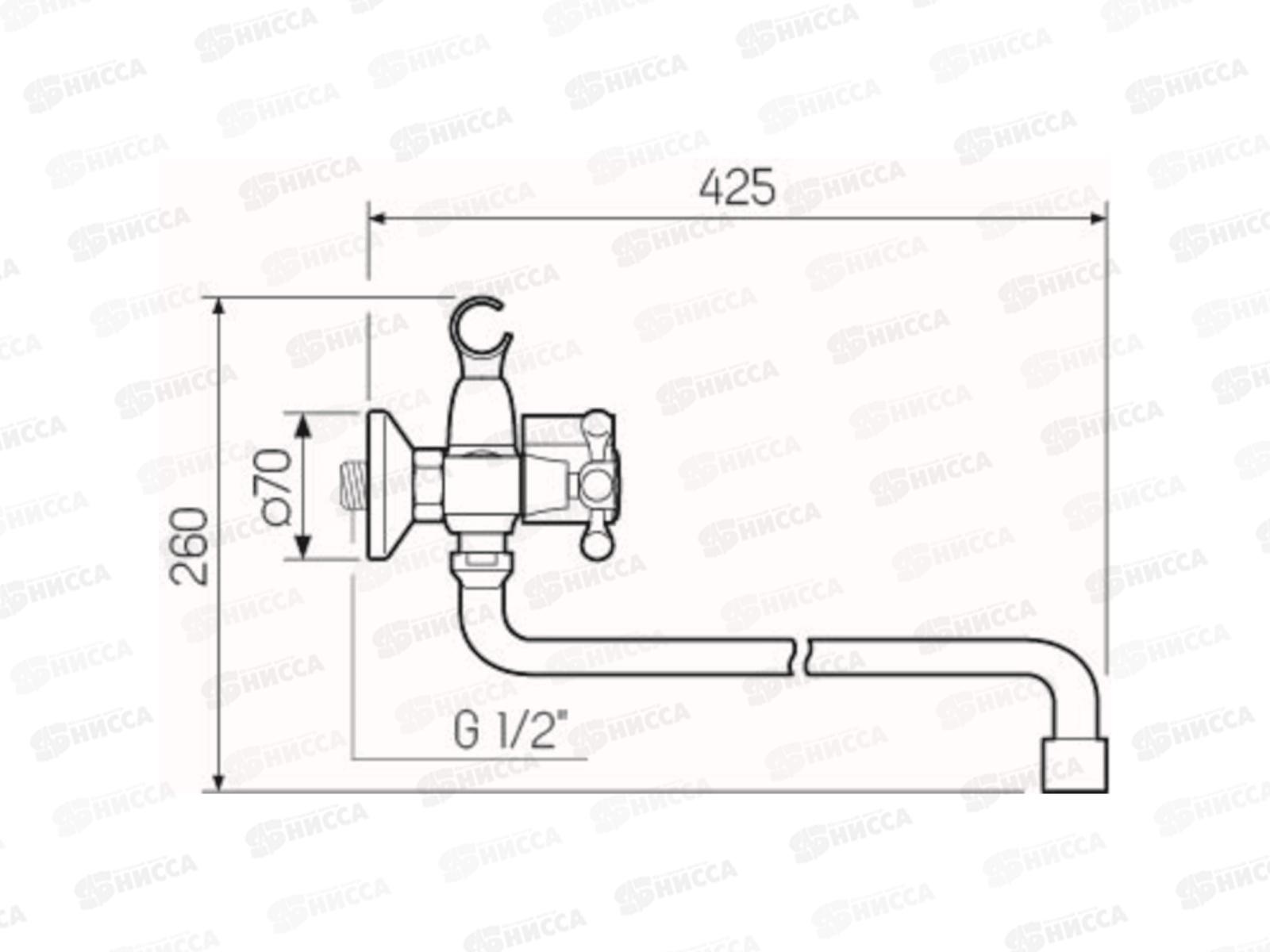 Смеситель для ванны длинный излив, керамическая кран-букса 180 градусов, SL71-140