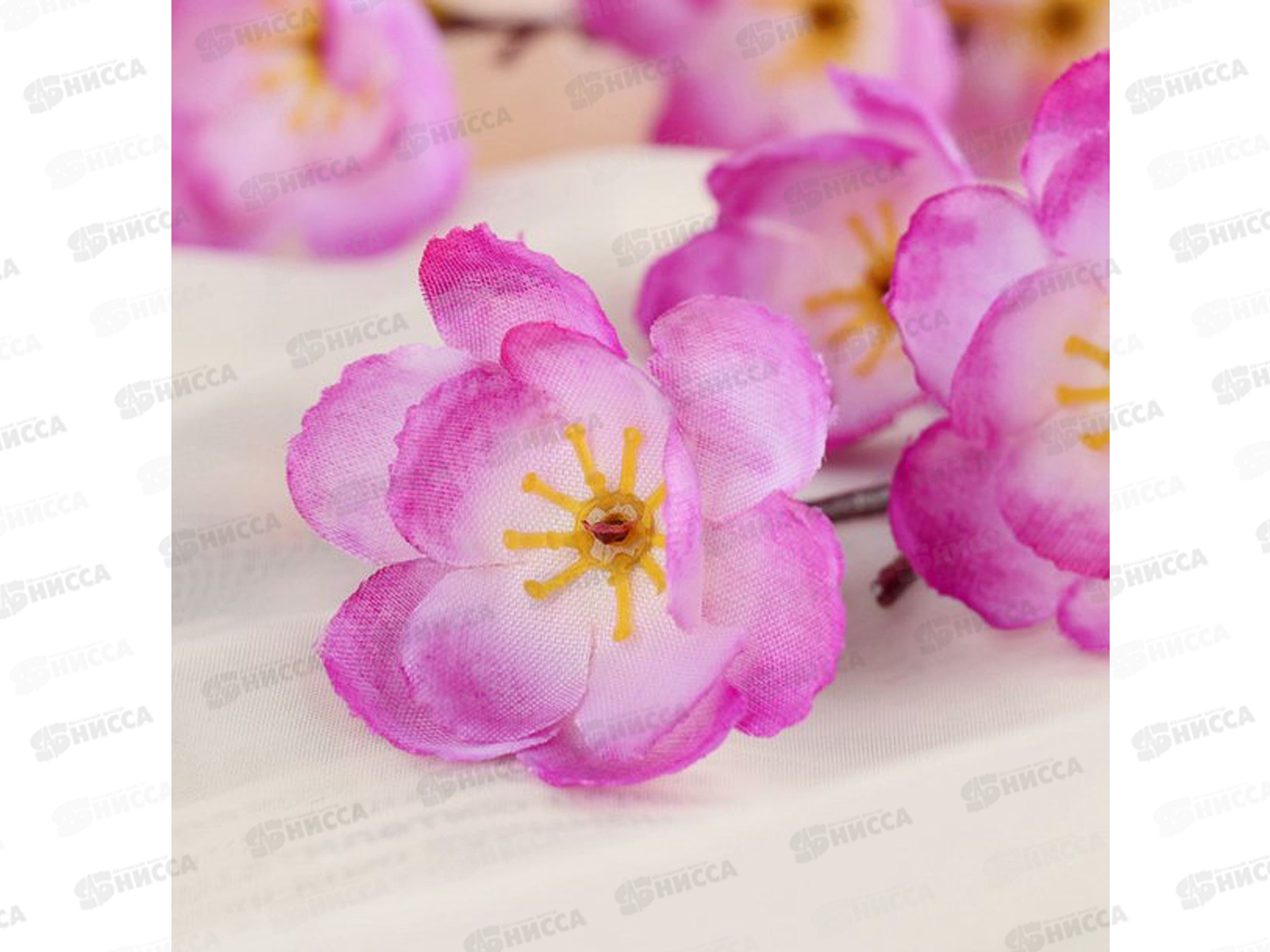 Цветы искусственные 58см Ветка яблони сиреневый 4301688