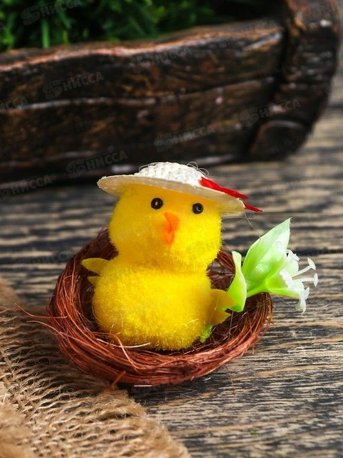 Сувенир пасхальный &quotЦыпа в шляпе в гнезде&quot 4559977 набор 12шт