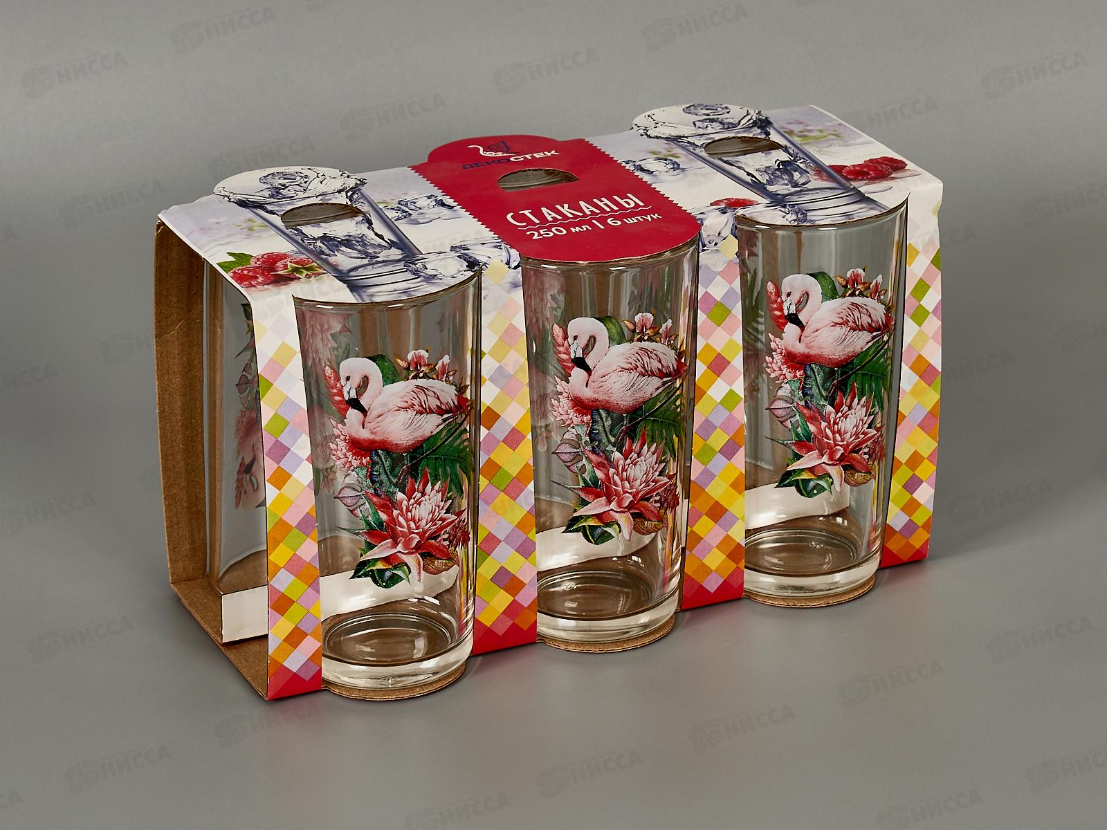 Набор стаканов 6шт 146-Д для сока Фламинго в тропиках *4