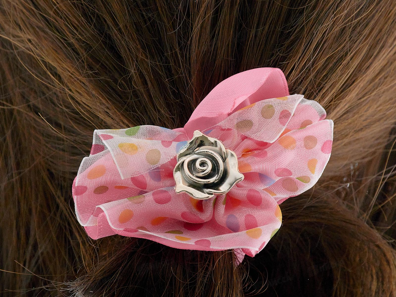 Резинка  для волос  ГП720 &quotБольшой цветок с сердцевинкой&quot микс *20