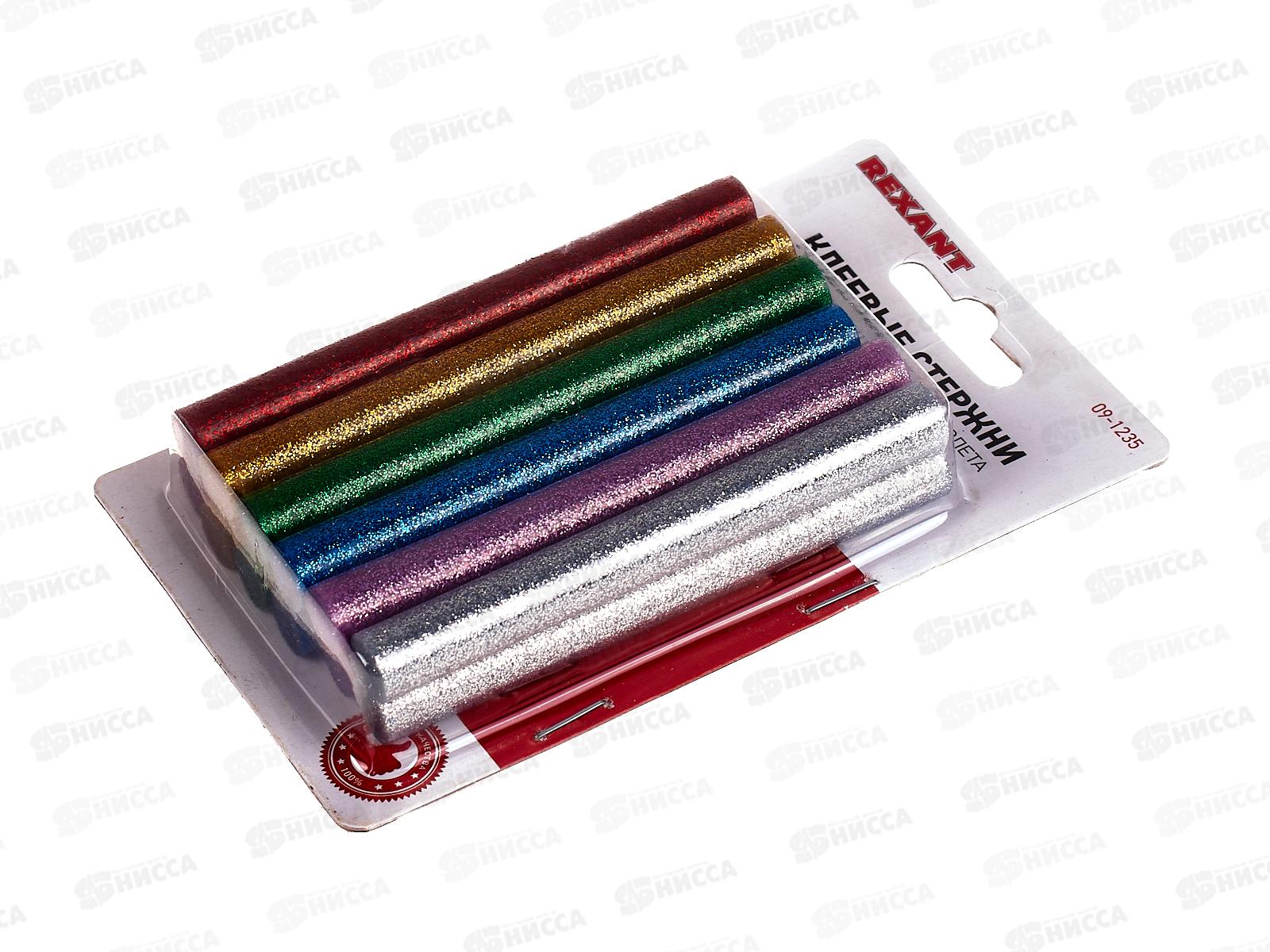 Стержни клеевые 12шт 11*100мм, цветные с блестками, Rexant, 09-1235 *100