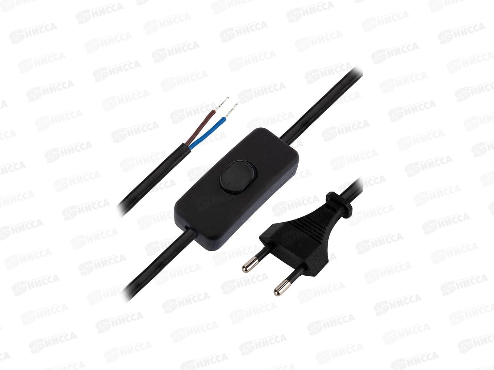 Шнур сетевой REXANT с выключателем 1,8м, 2*0.75мм, черный, 11-1134