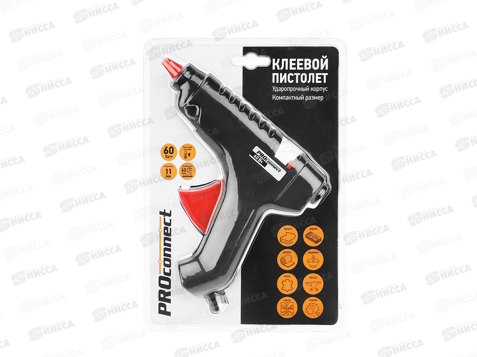 Пистолет клеевой  60Вт, 11мм PROconnect блистер, 12-0104