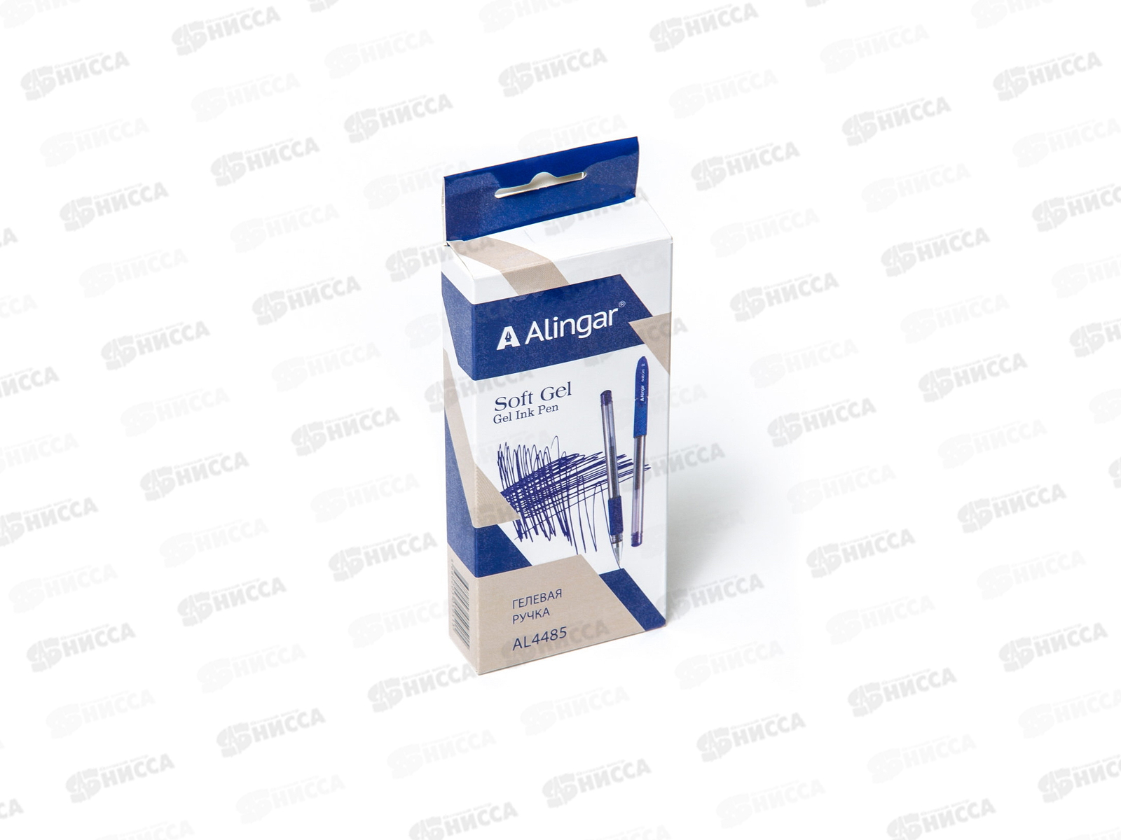 Ручка гелевая  Alingar синяя SOFT GEL, 0.6мм, прозрачная пластиковый корпус AL4485*12