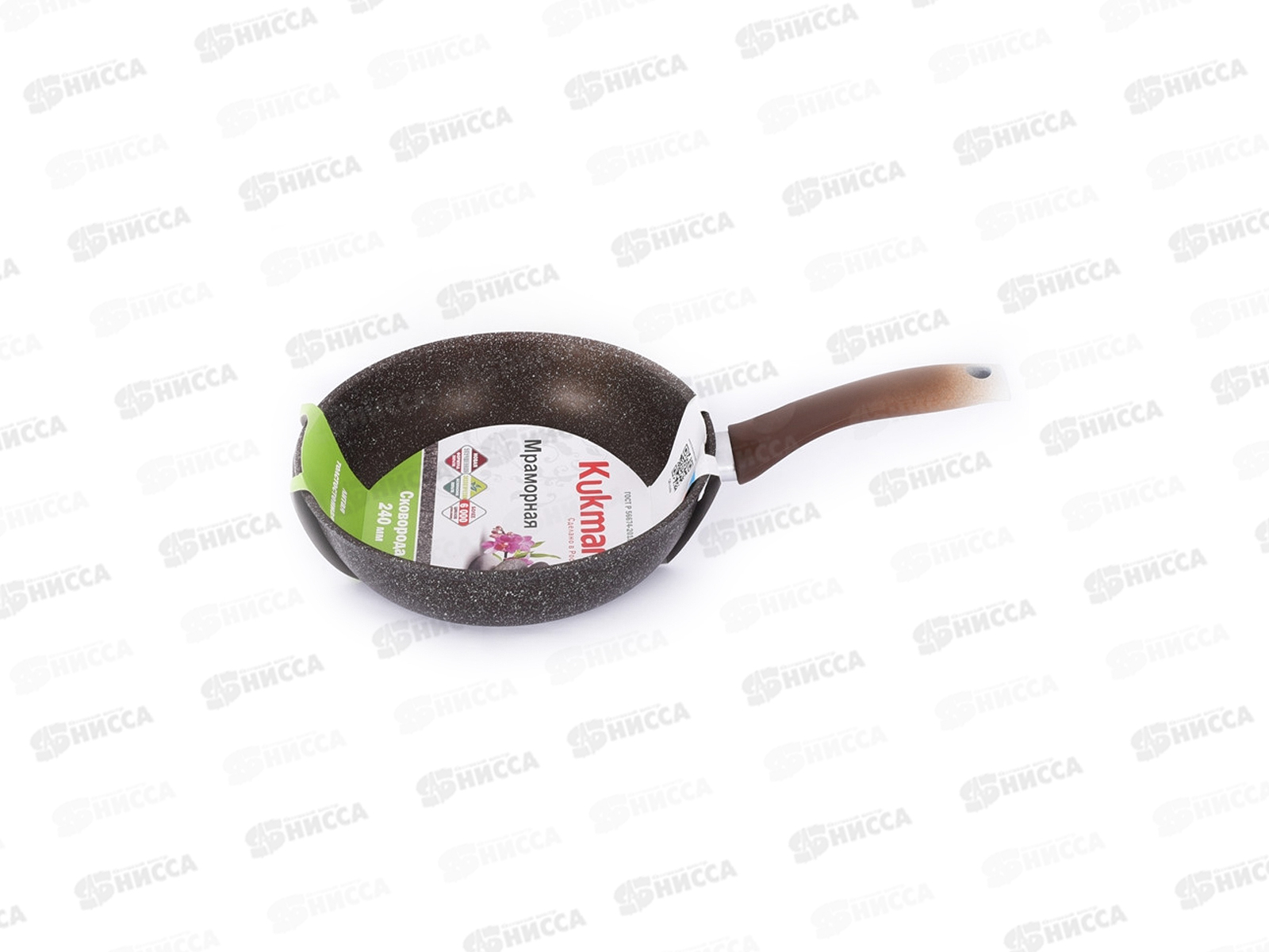 Сковорода 240/60мм с ручкой  антипригарное покрытие (кофейный мрамор), смк241а *5