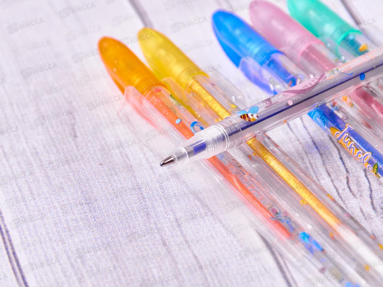 Ручки гелевые MAZARI Jungle  6цветов с  блестками 0.9, M-5426-6 *10/80/160