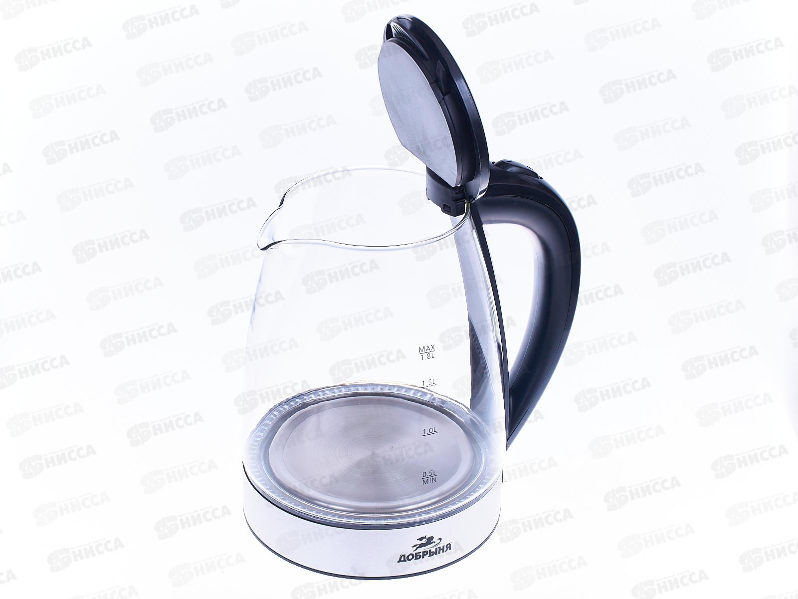 Чайник электрический DO-1253 1800Вт 1,8л стекло черный Добрыня