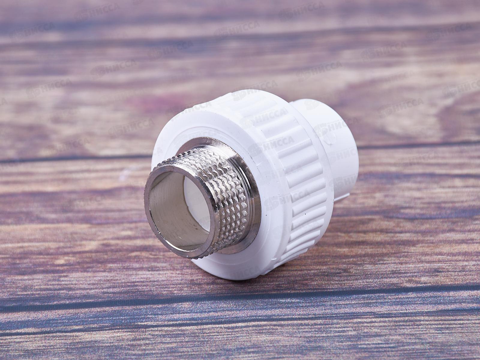 Муфта полипропилен комбинированная 20*3/4 наружная резьба Aqualink, 03586 *10/100