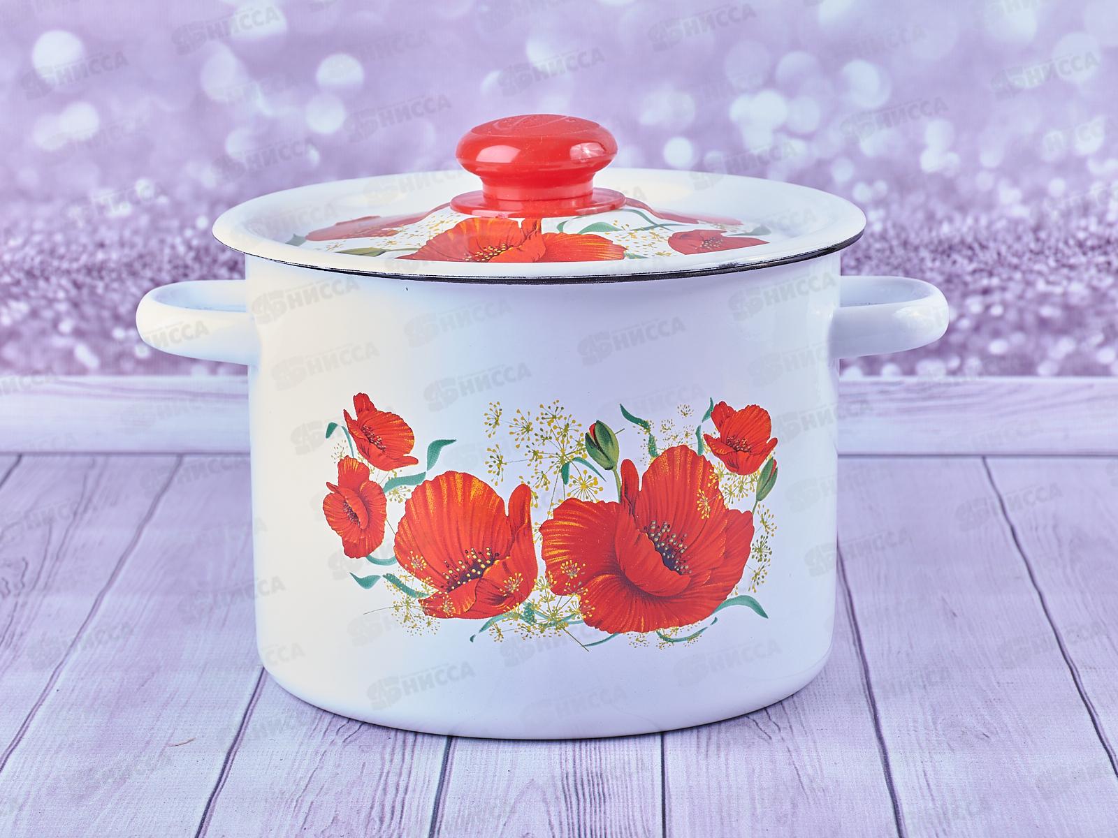 Набор №17 белый с деколью на крышке Маки N17B67