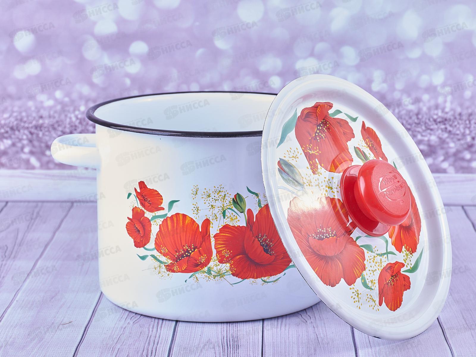 Набор №17 белый с деколью на крышке Маки N17B67