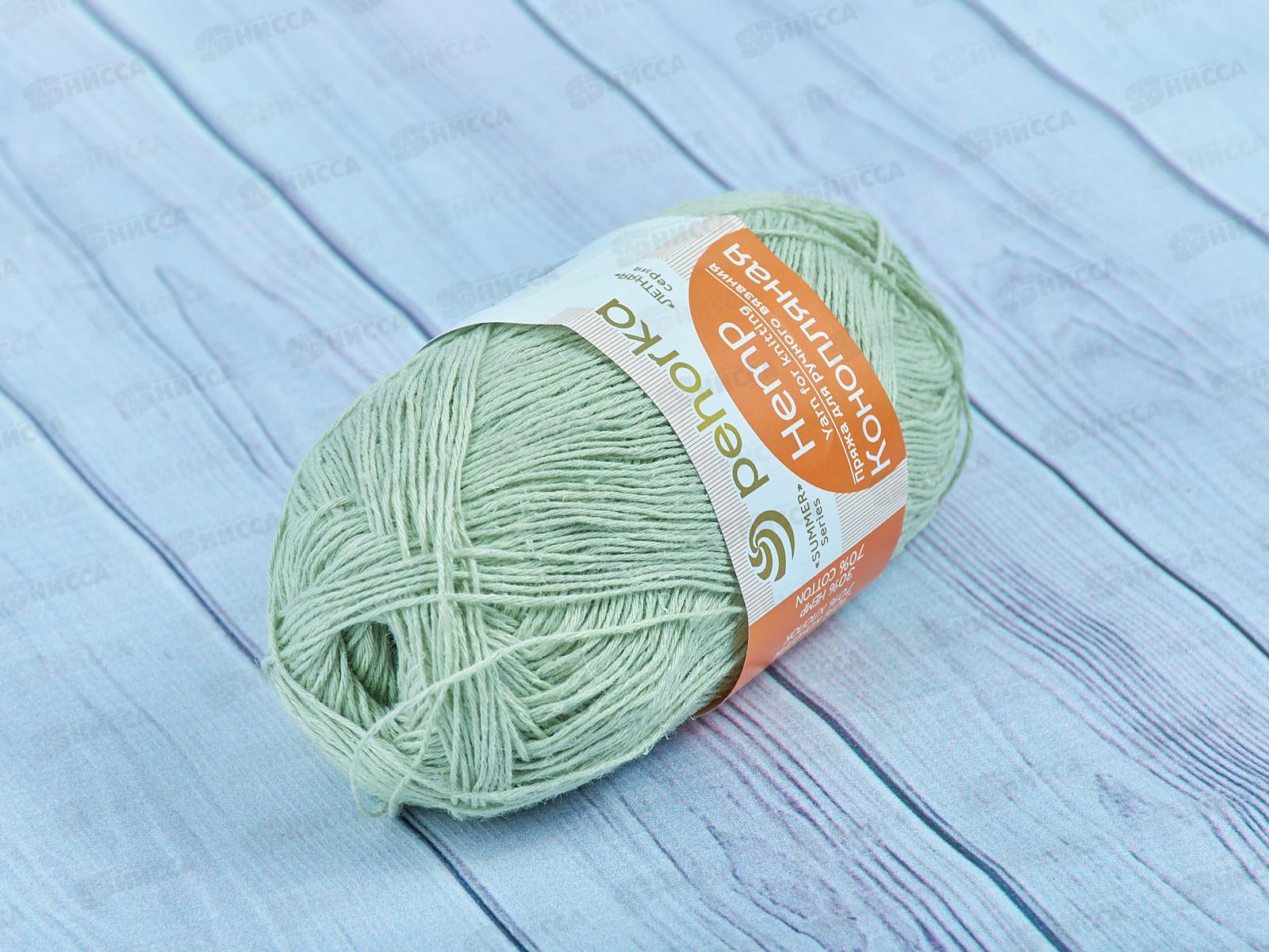 Пряжа Конопляная 494 Светлый-хакки 50г280м  хлоп70% конопля30%