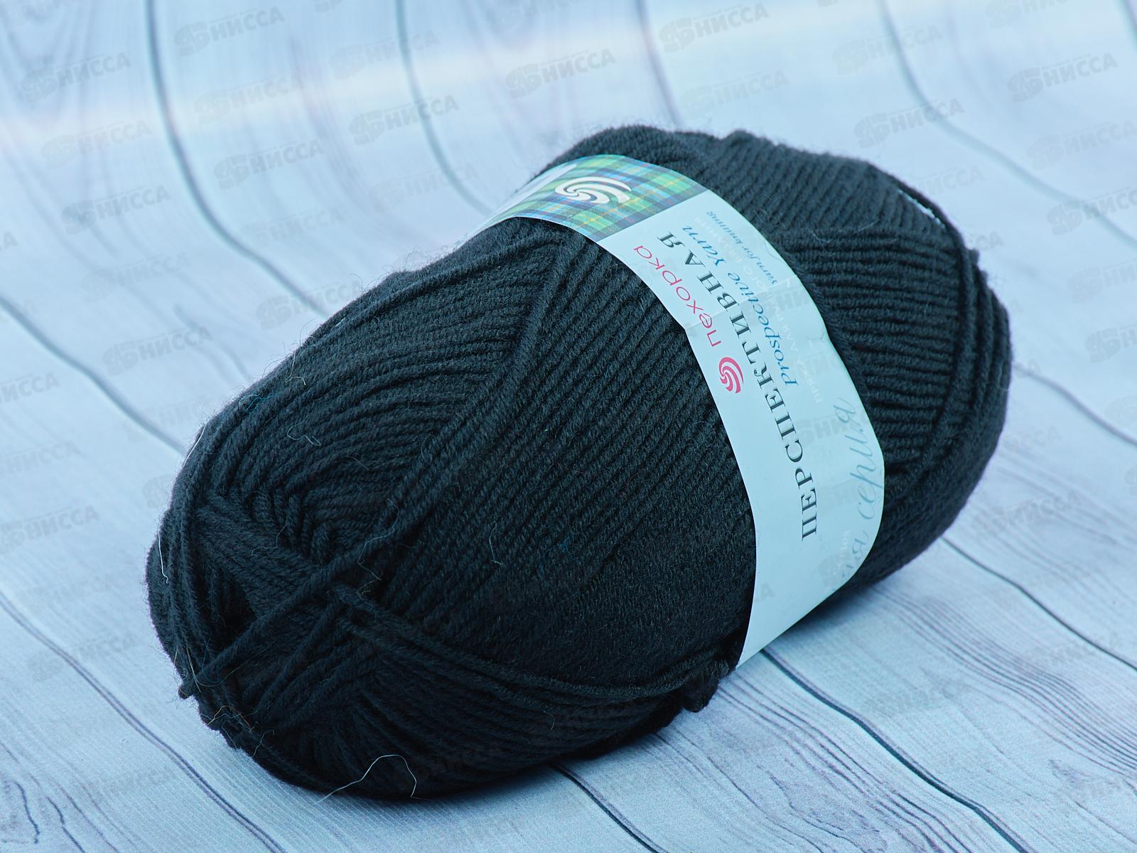 Пряжа Перспективная 02 Черный 100г 270м шерсть50% акрил50%