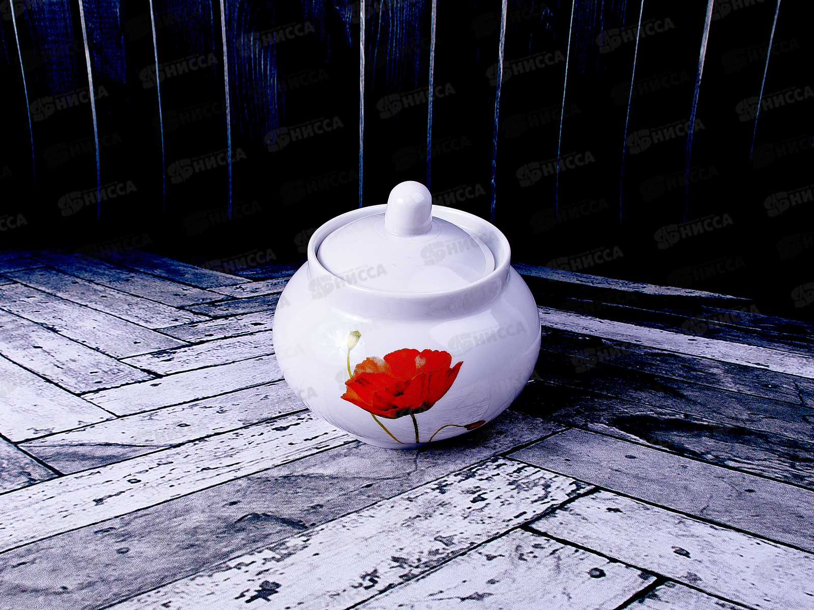 Сахарница 500см3 Рубин Алый мак *12   089842