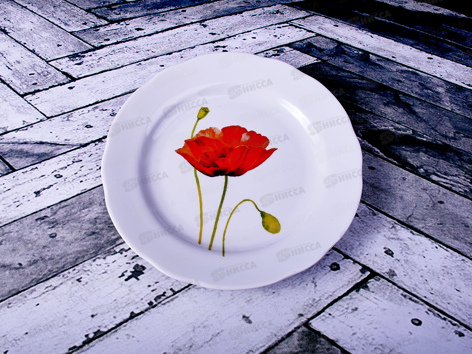 Тарелка мелкая 175мм Гладкий край Алый мак 089602 *30