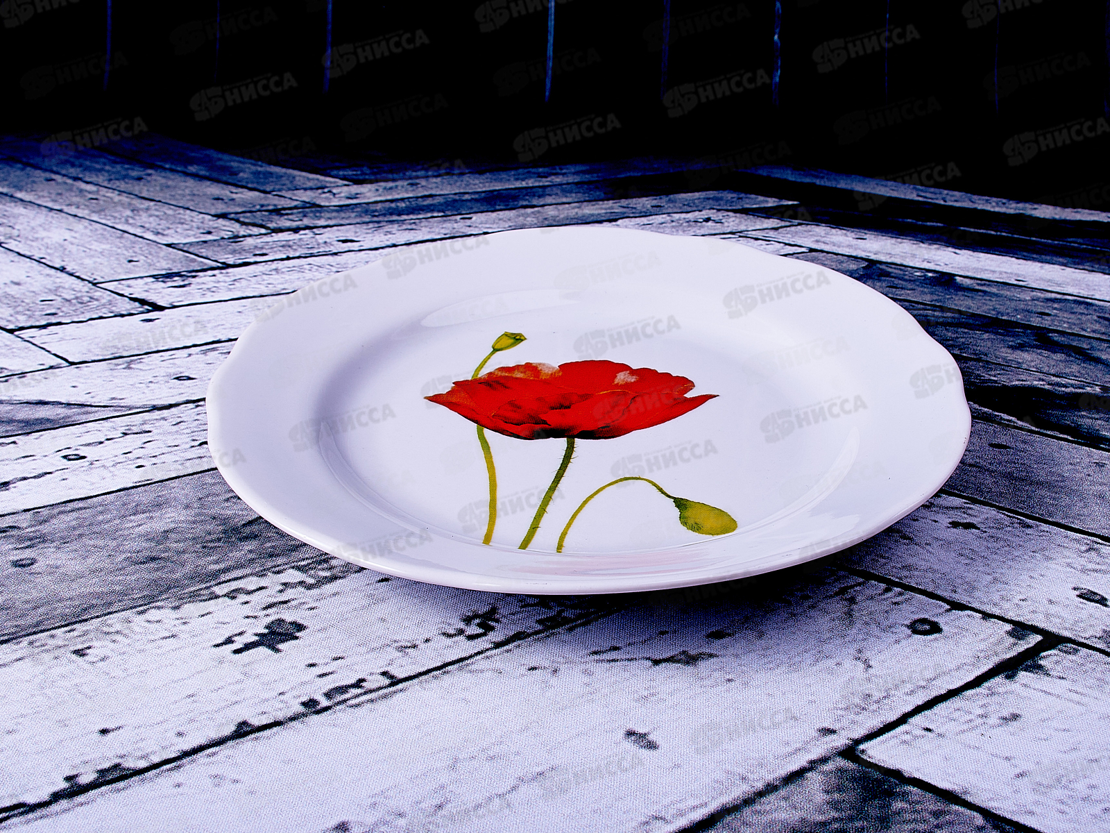 Тарелка мелкая 175мм Гладкий край Алый мак 089602 *30
