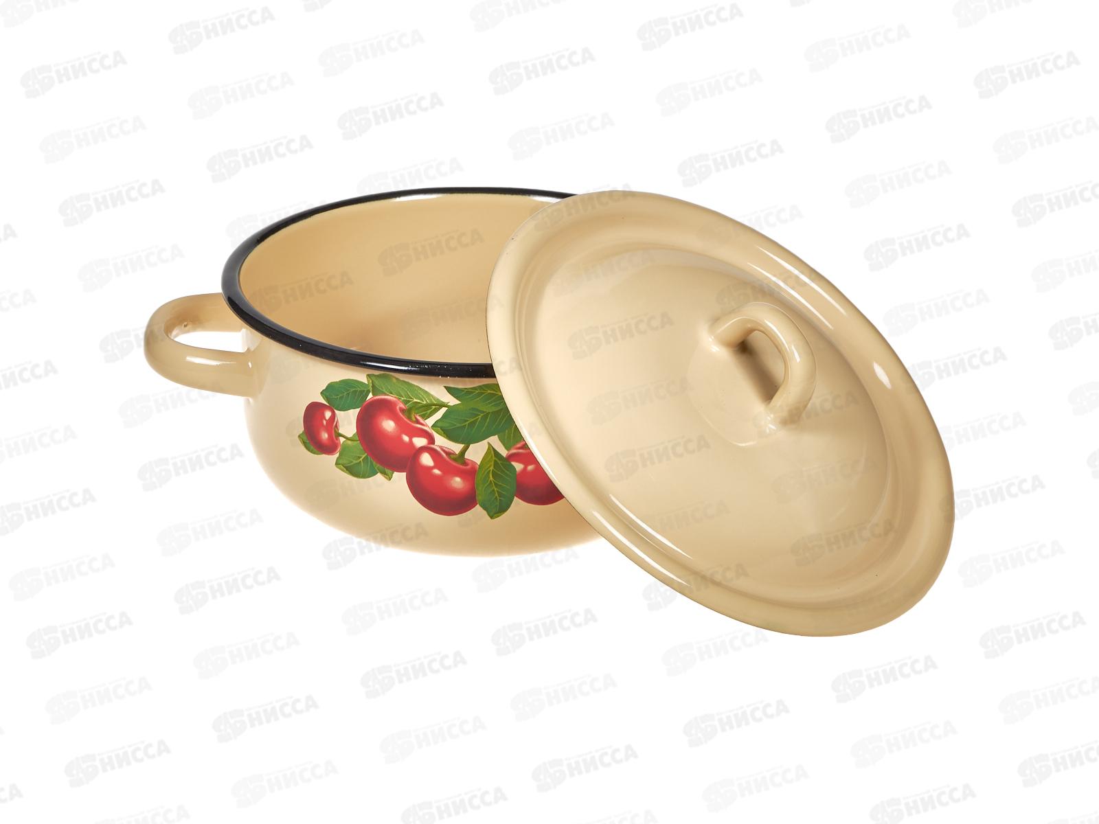 Кастрюля 1,5л цилиндрическая с декором палевая С1607.П