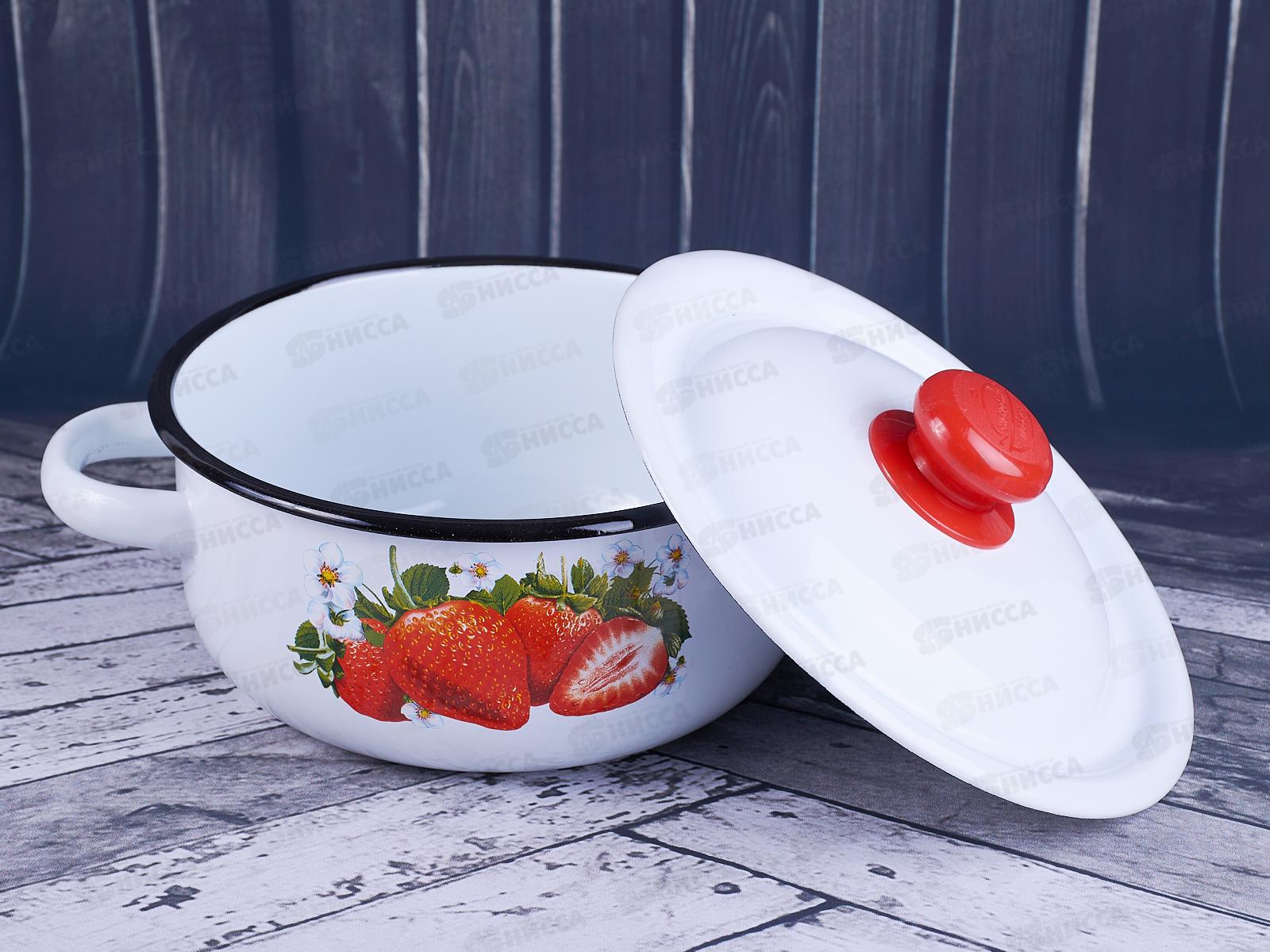 Кастрюля 1,5л цилиндрическая декорированная с пластмассовой кнопкой С1607.3