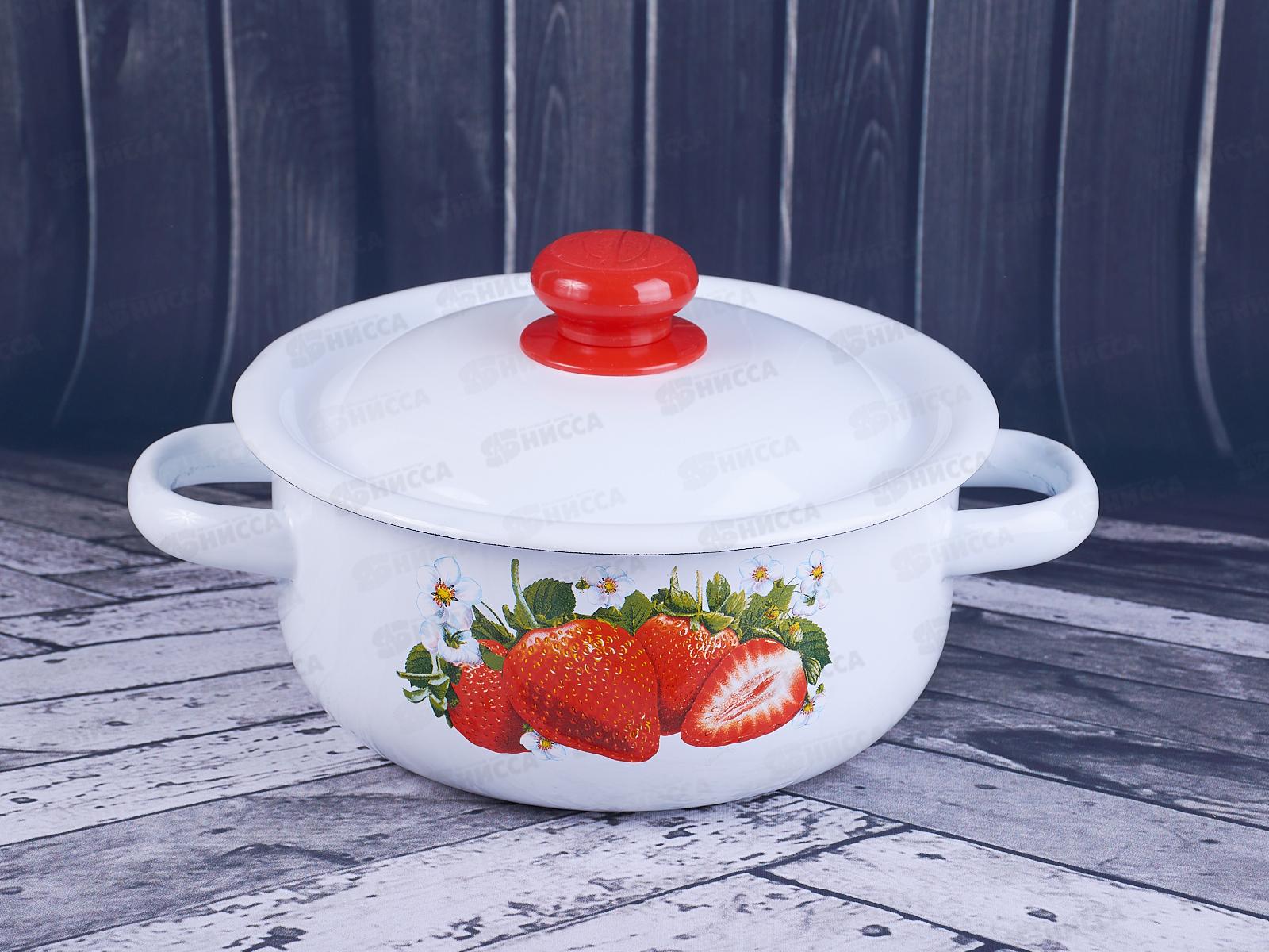 Кастрюля 1,5л цилиндрическая декорированная с пластмассовой кнопкой С1607.3