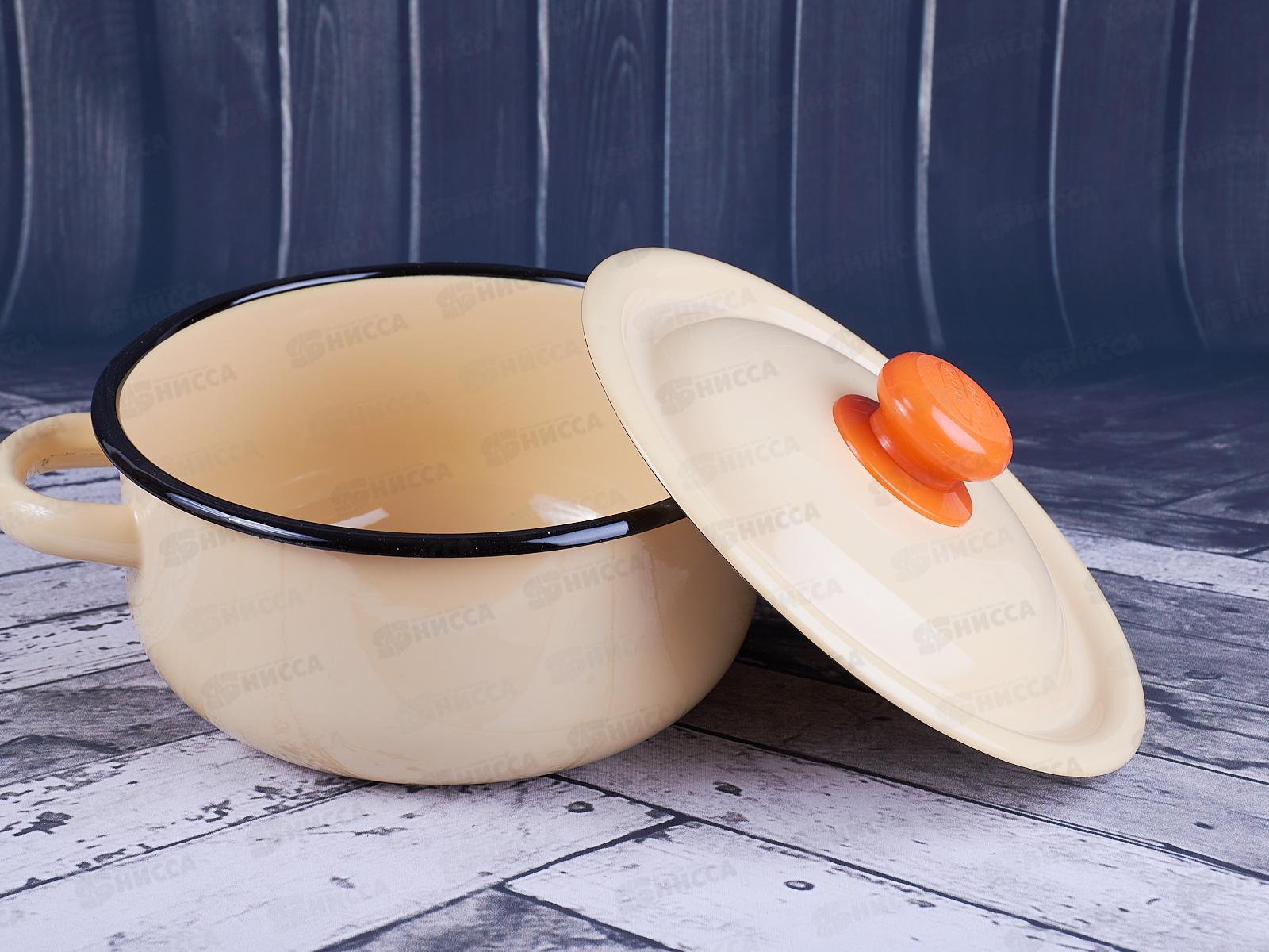 Кастрюля 1,5л цилиндрическая палевая с пластмассовой кнопкой С41607.3П