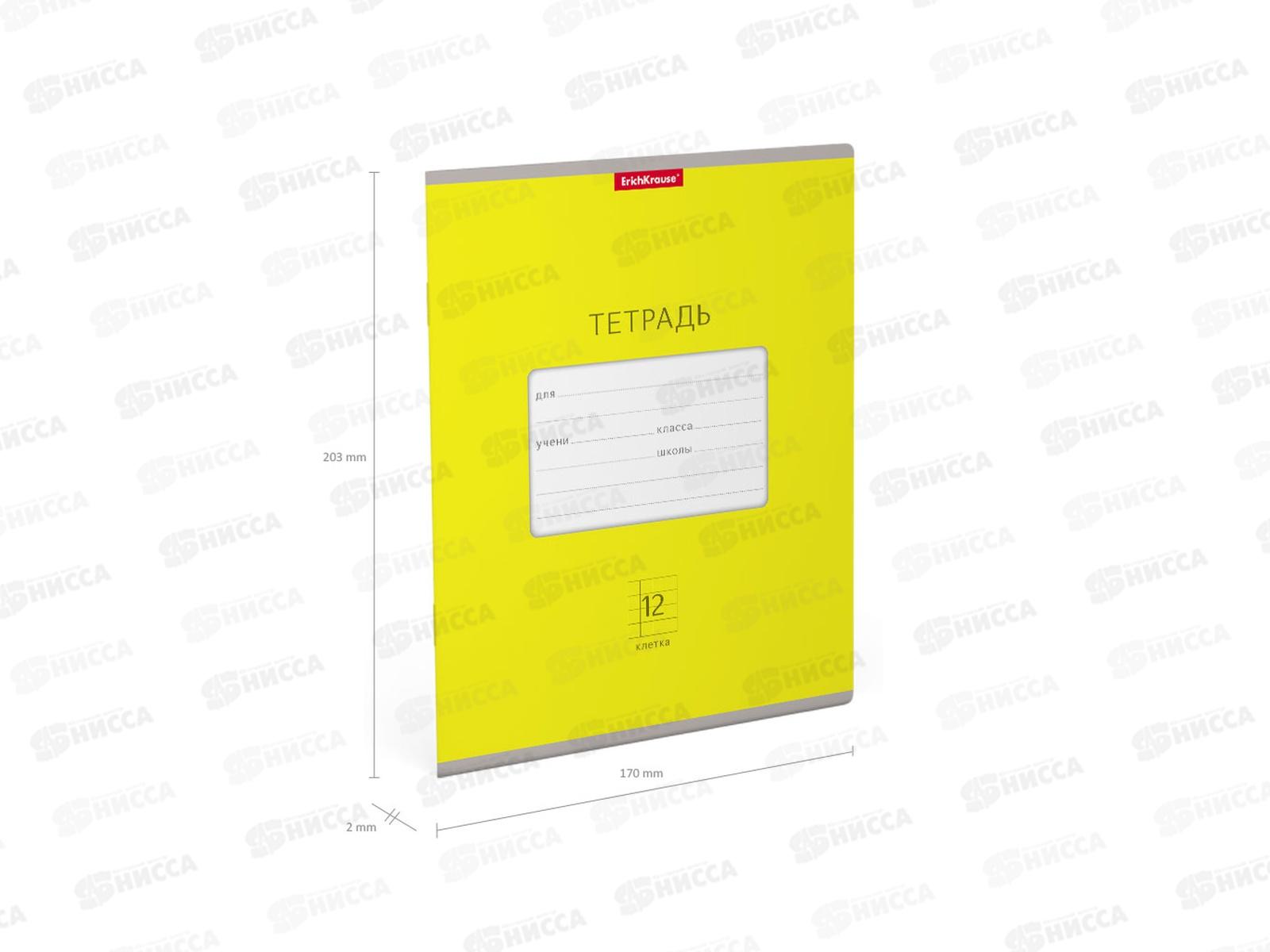 Тетрадь 12 листов клетка. ПОЛИ Классика желтая 46490 *10/280