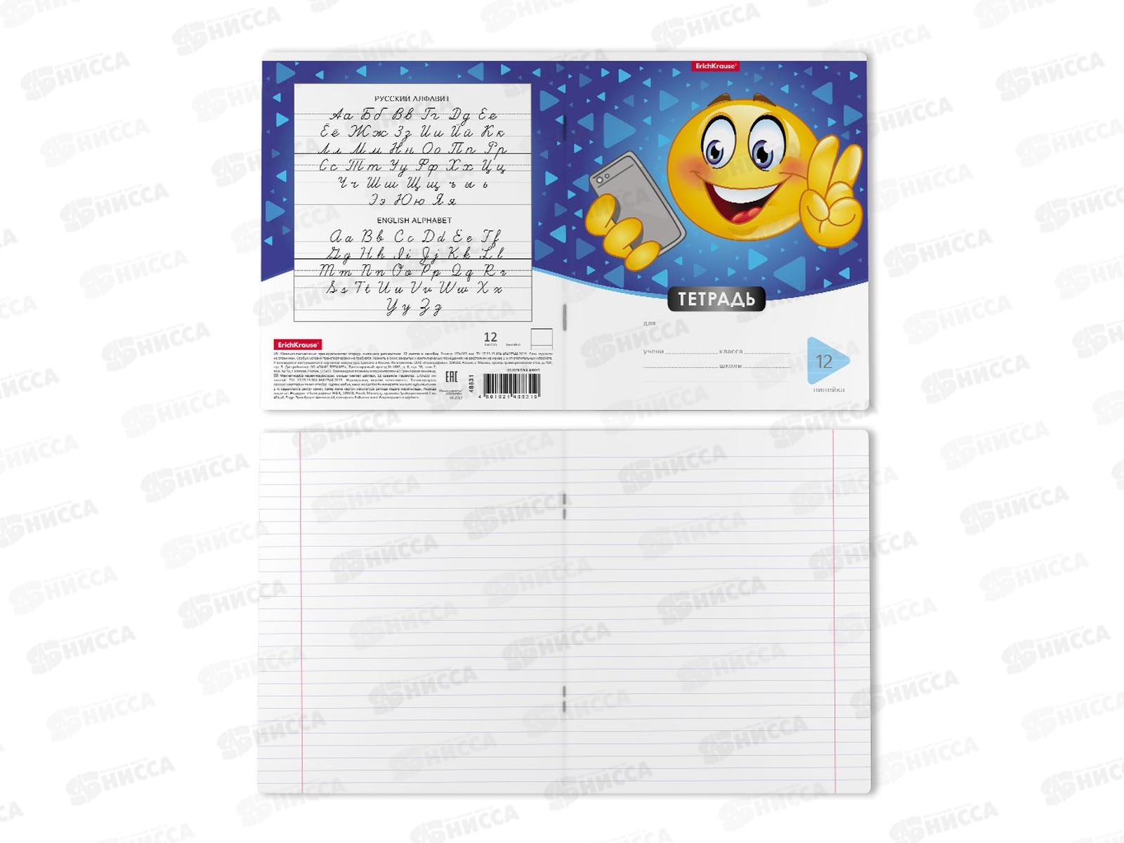 Тетрадь 12листов линия ПОЛИ Смайлики 48831 *10/280