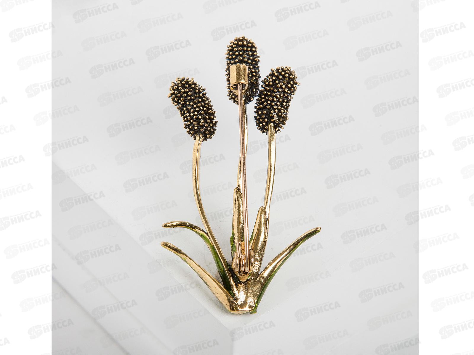 Брошь &quotКамыш&quot зеленый в золоте 4570943