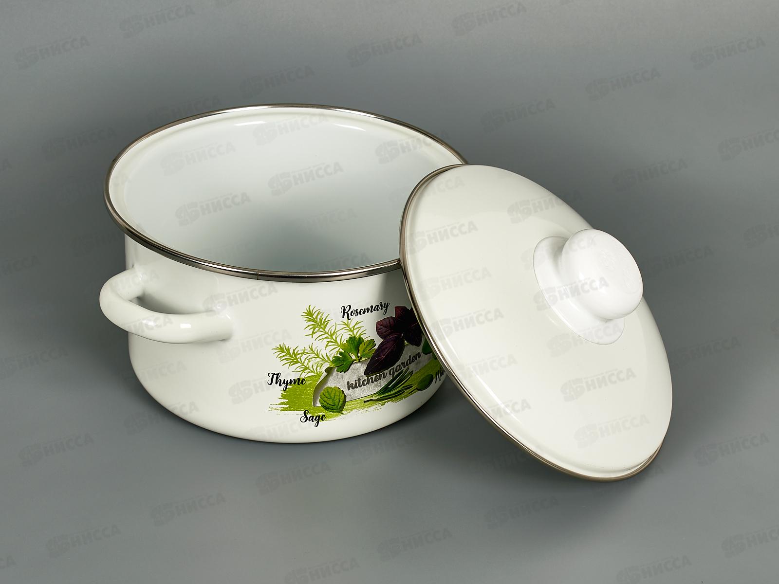 Кастрюля 2,0л эмалированная с рис. 01-1610/4 Базилик *8