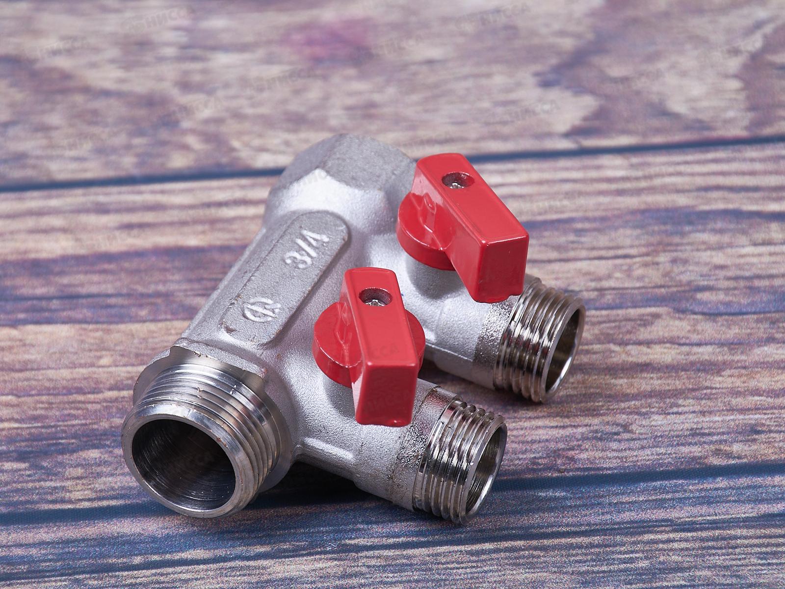 Коллектор резьбовой с шаровыми кранами FМ 3/4x3/4x1/2x2, Aqualink, 02424 *2/30