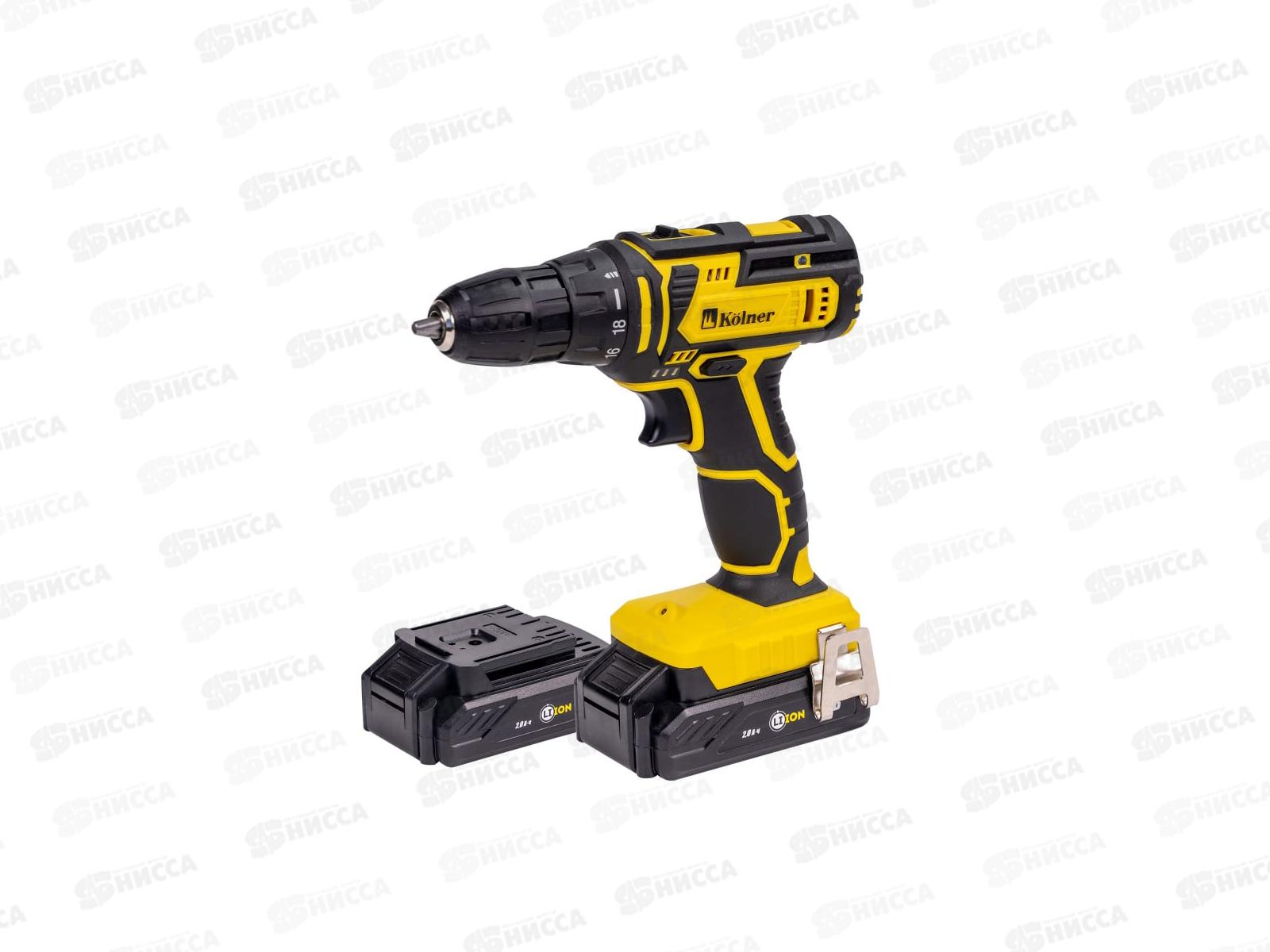 Дрель-шуруповерт аккумуляторный 16В, 0-400/0-1450 об/мин, Li-Ion 2Ач, дополнительный аккумулятор в комплекте, Kolner KCD 16-2L *10