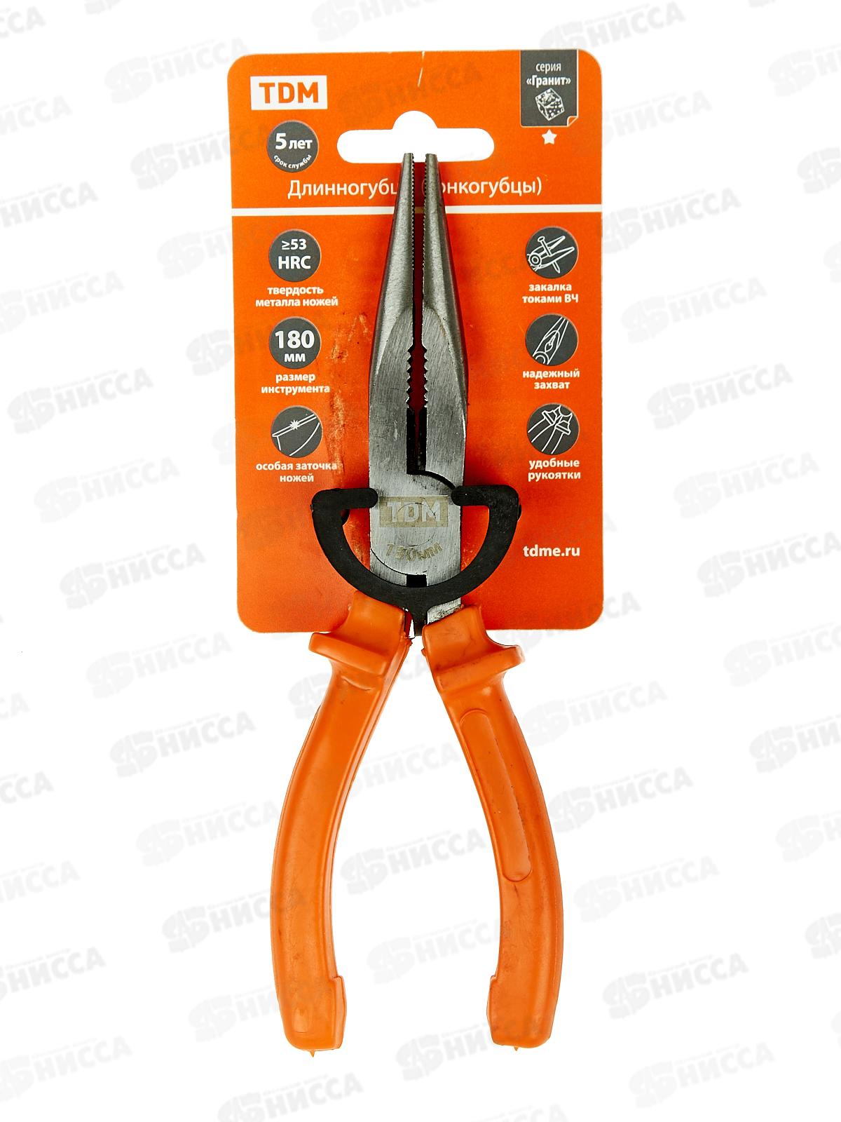 Длинногубцы (тонкогубцы) 180мм TDM Гранит, 0202