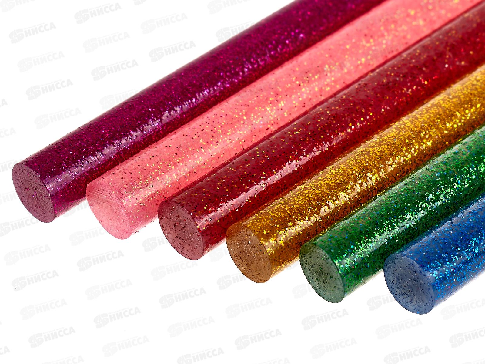 Клеевые стержни TDM 11мм х 100мм, 6шт цветные с блестками, Алмаз 0519 *140