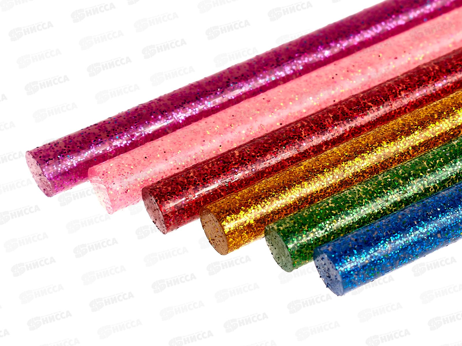 Клеевые стержни TDM 7мм х 100мм, 6шт цветные с блестками, Алмаз 0509 *200