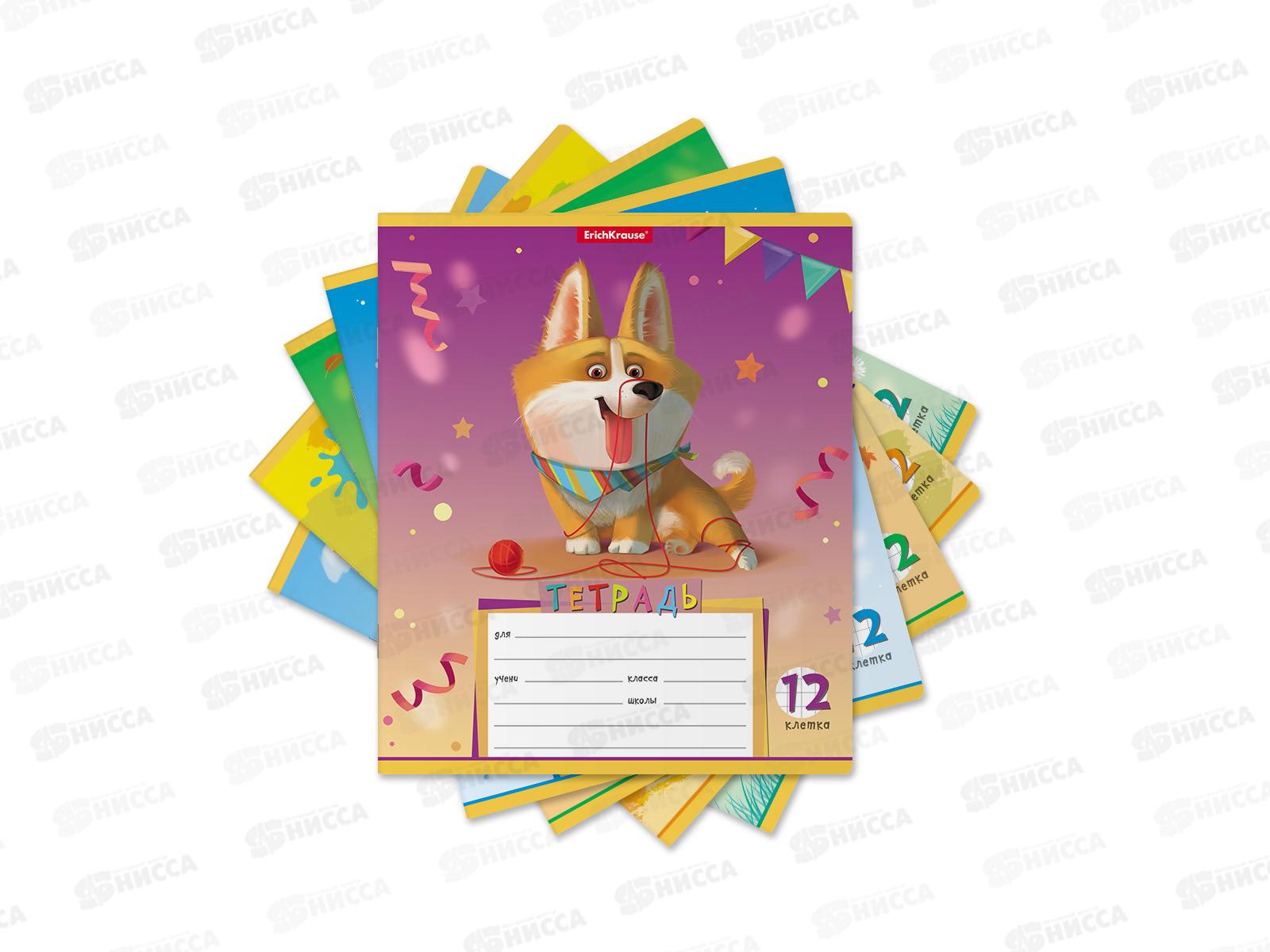 Тетрадь 12листов клетка ПОЛИ Корги 51407  *10/280