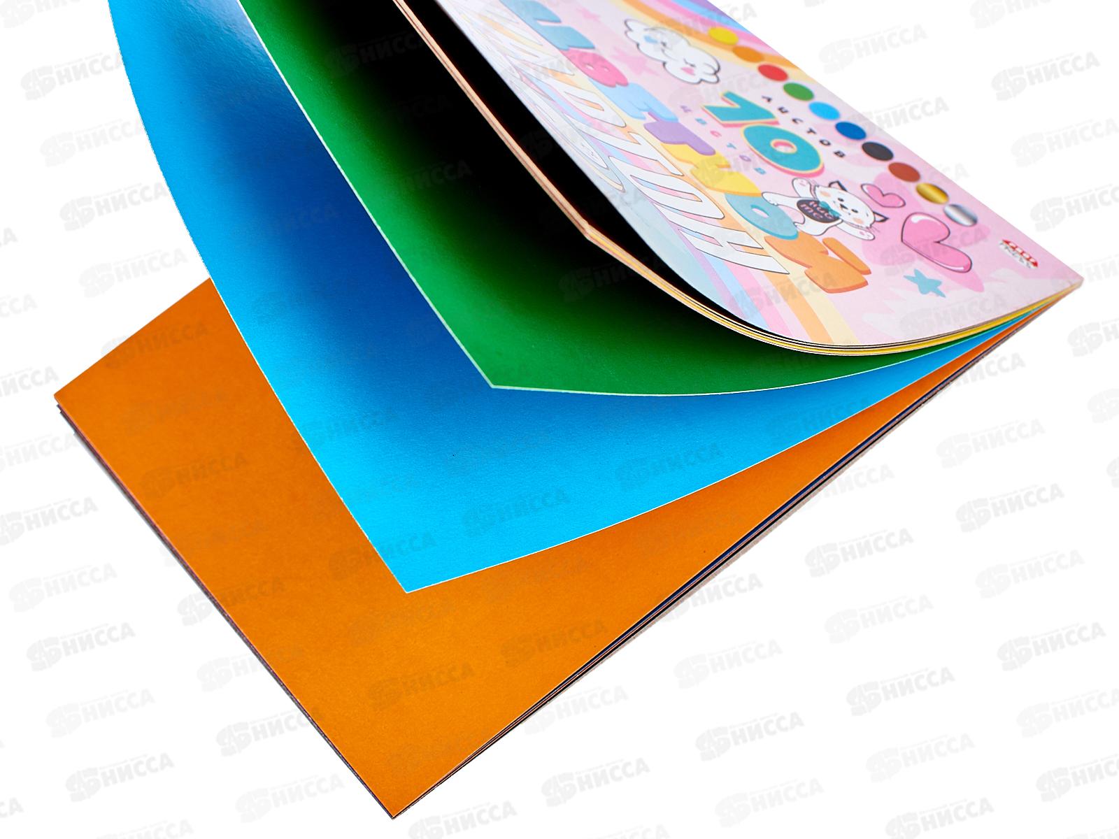 Цветной картон ПП &quotВолшебный&quot А5 10л Нарисованные коты (10-8925), (8цв.+зол+сер)