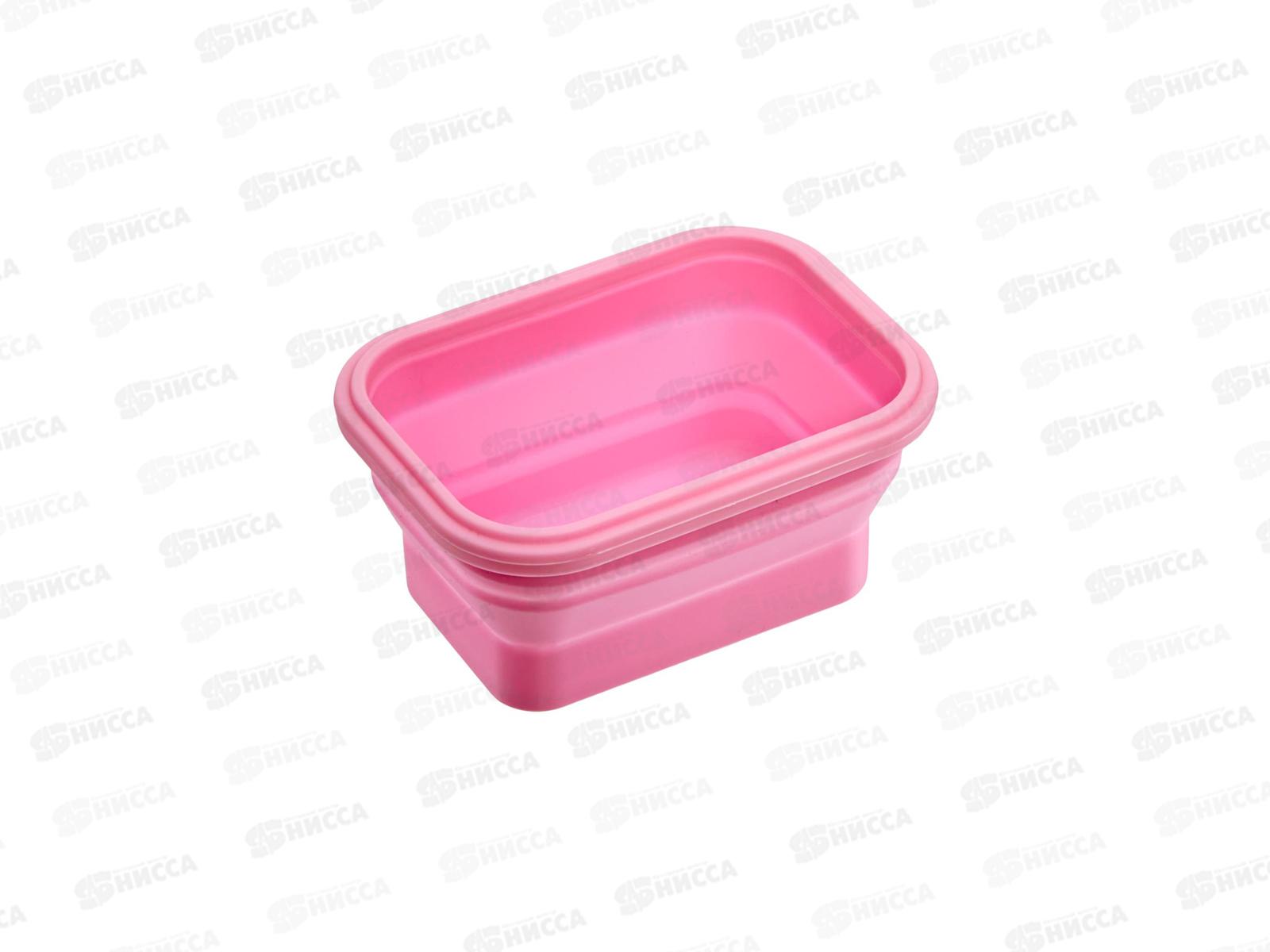 Контейнер складной силиконовый 350мл 13*10см  розовый TK 0481 *20