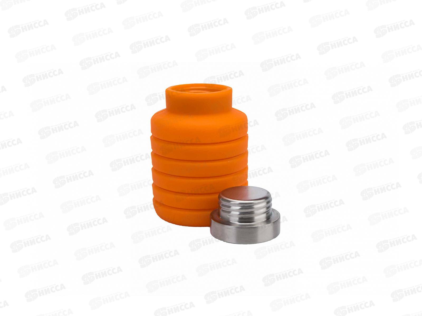 Силиконовая складная бутылка для воды с крышкой 500мл оранжевая  TK 0268