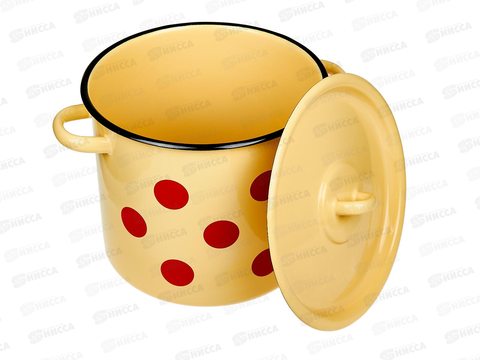 Кастрюля 5,5л цилиндр Красный горох, палевая с петлей С1617.П*79