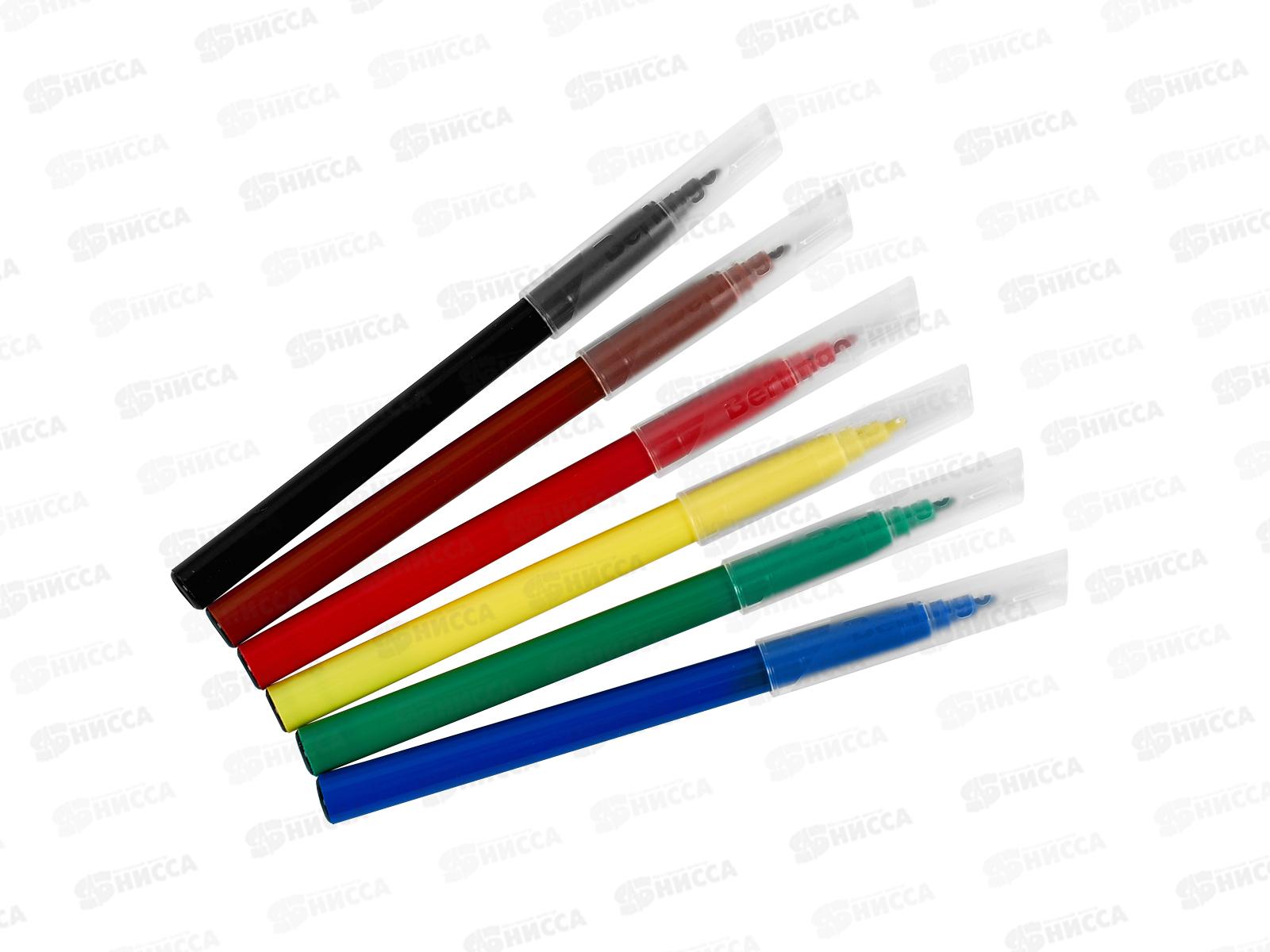 Фломастеры 6 цветов Berlingo Замки, смываемые. WP00206 СРОК до 01,26*24/480