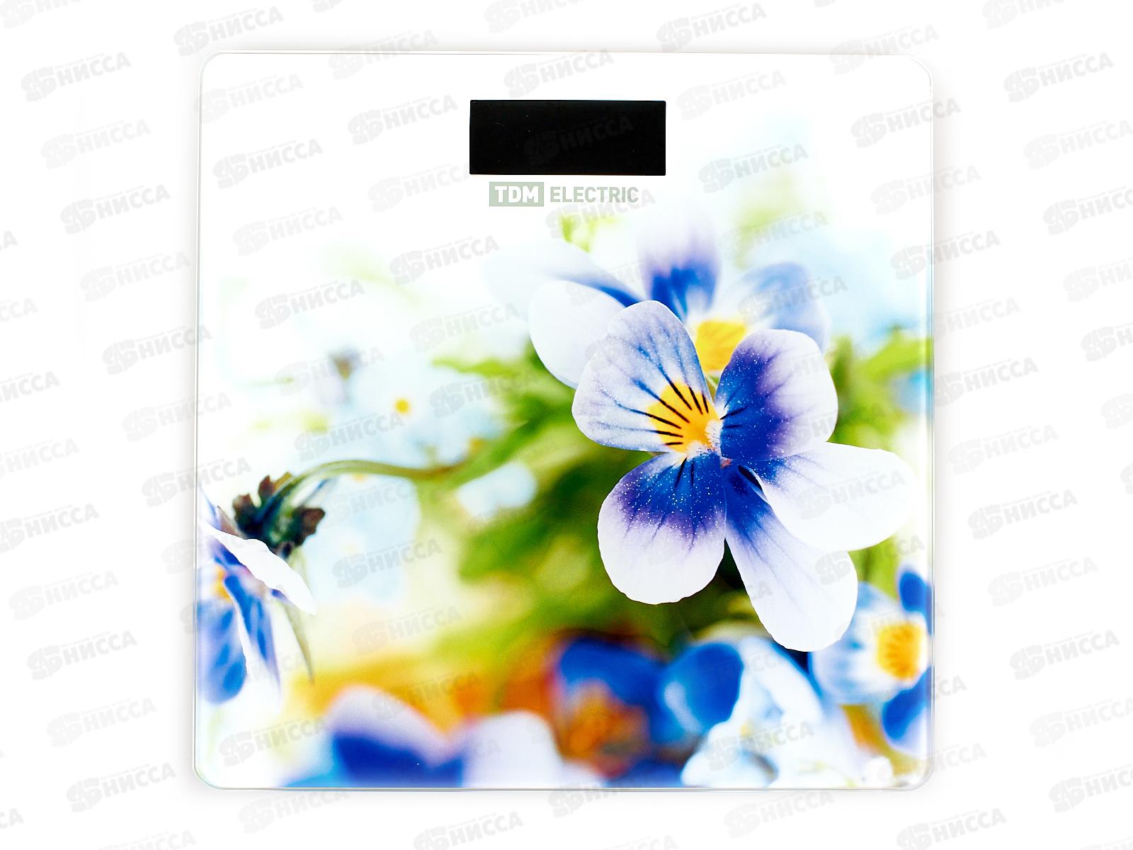 Весы напольные TDM &quotФиалки&quot, стекло, деление 0,01кг, макс. 180кг, 0003