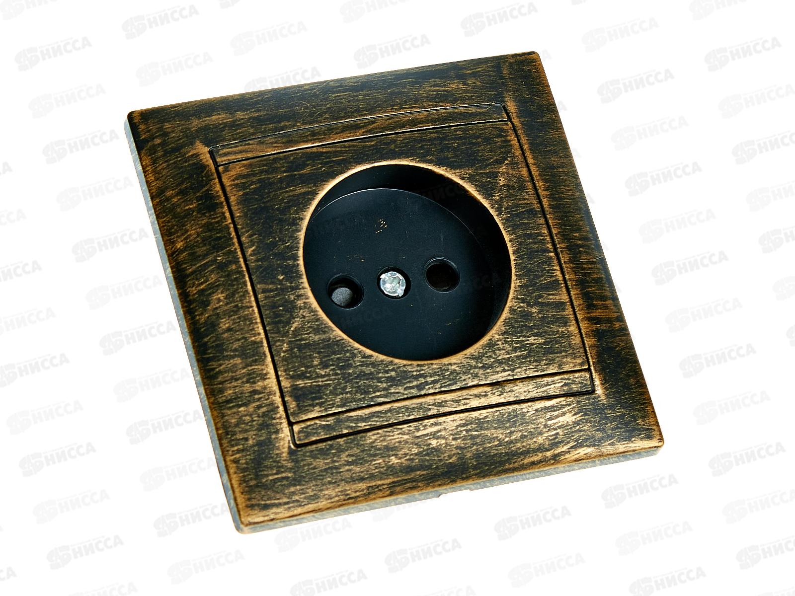 Розетка TDM 10А 250В с защитной шторкой старинная бронза &quotЛама&quot, 0751