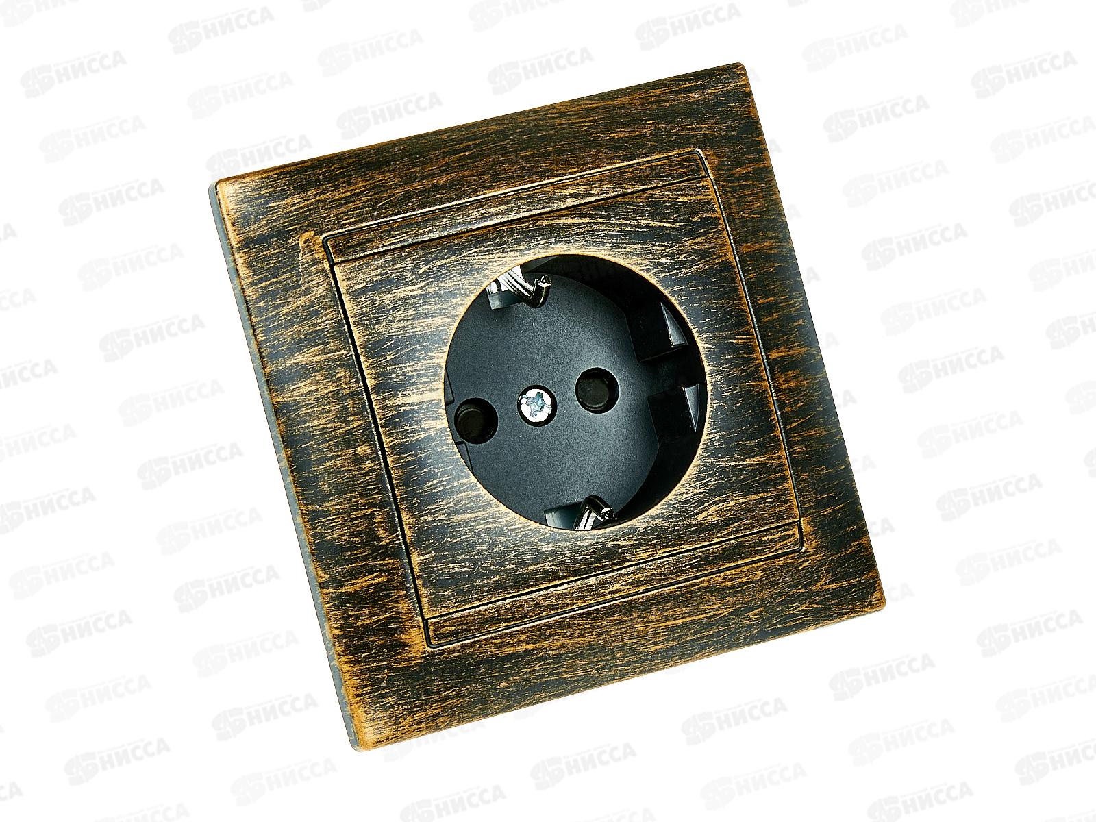 Розетка TDM 16А 250В с защитной шторкой старинная бронза &quotЛама&quot, 0752