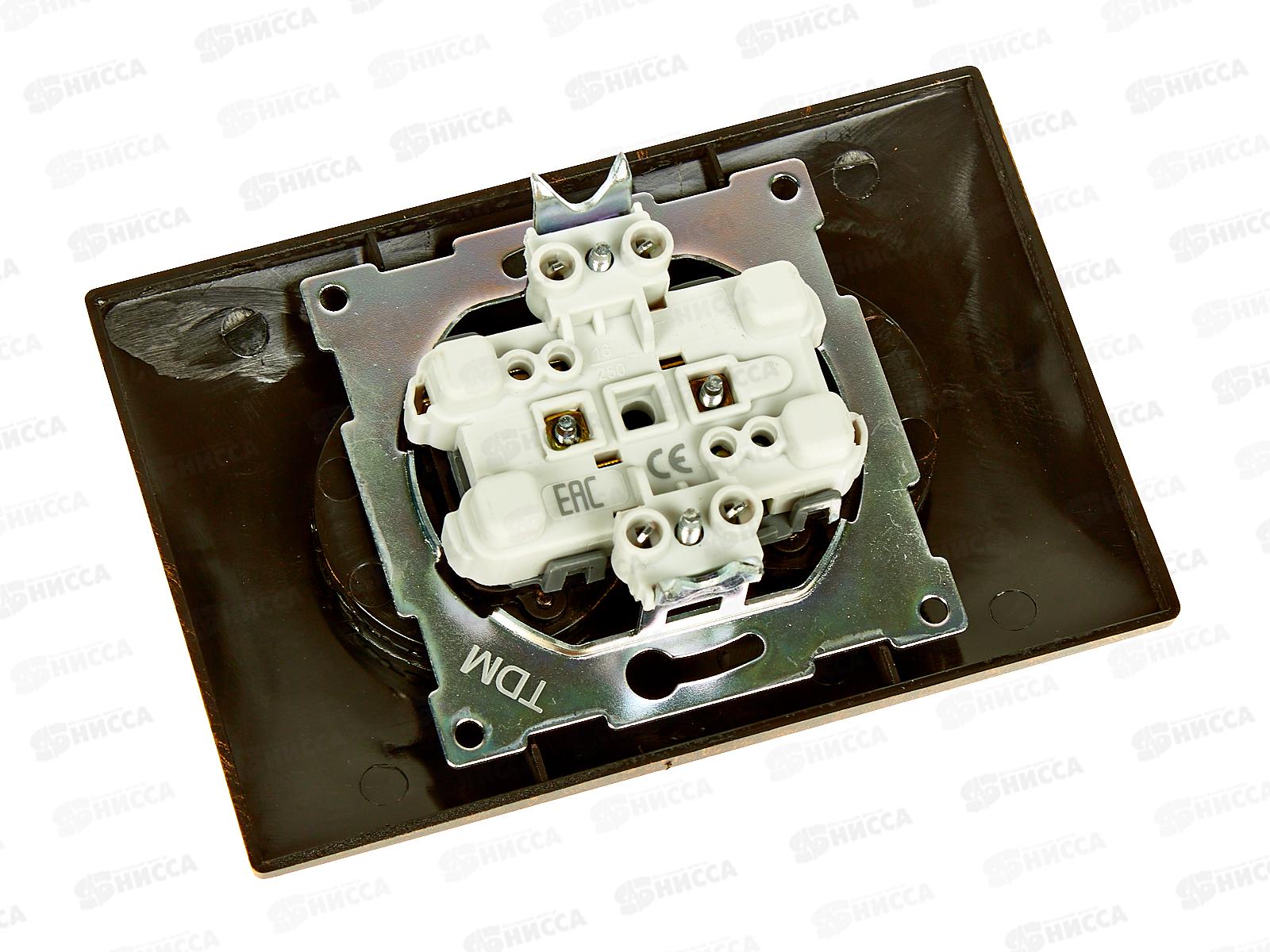 Розетка TDM двойная 10А 250В с защитной шторкой старинная бронза &quotЛама&quot, 0753