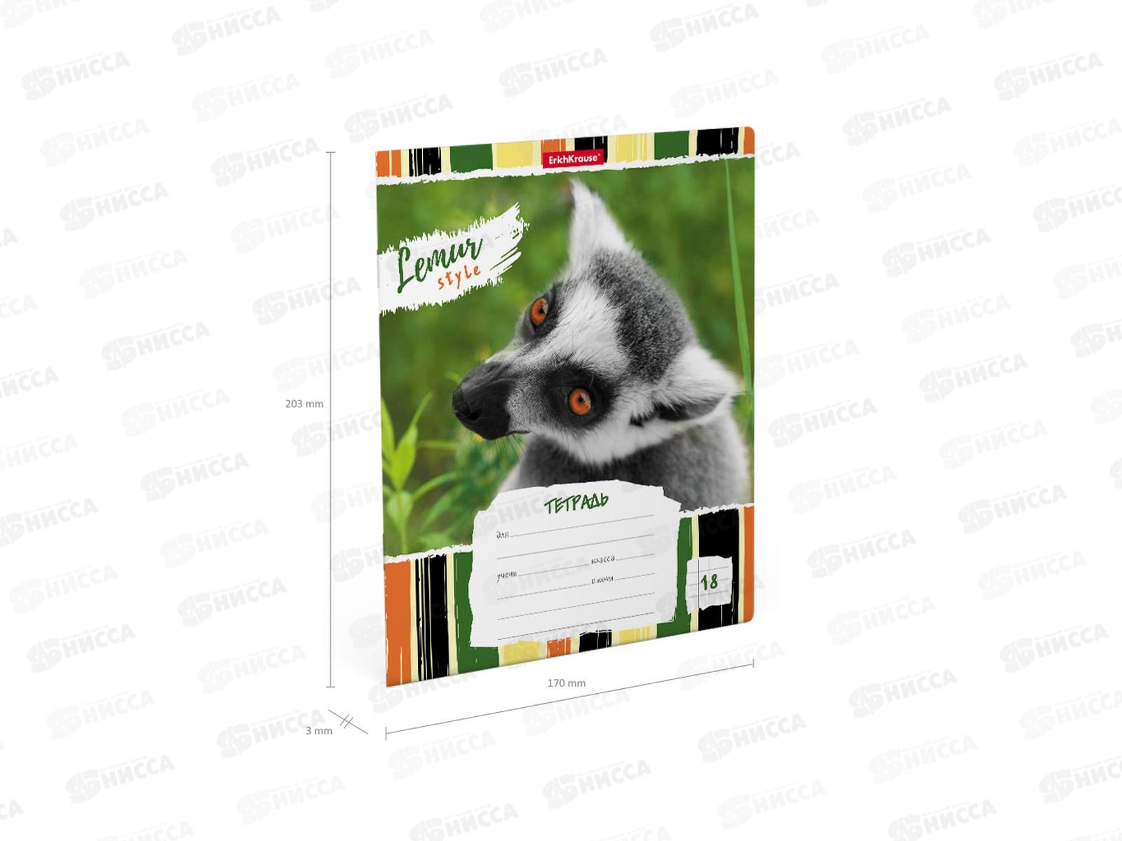 Тетрадь 18 листов клетка  ПОЛИ Lemur Style 49189 *10/200