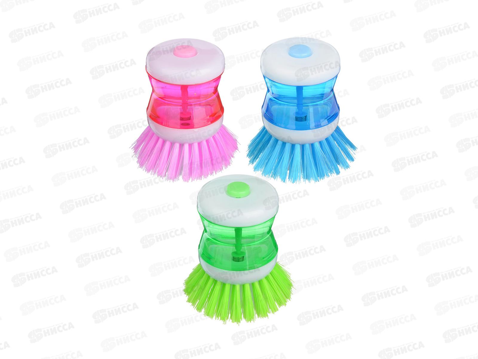 Щетка для посуды с мыльницей и дозатором 441-010 г *120