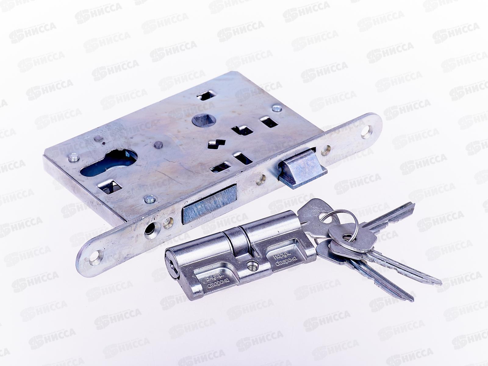 Замок врезной  Стандарт Россия  ЗВ4-3.07С серебро с ручкой *10 426