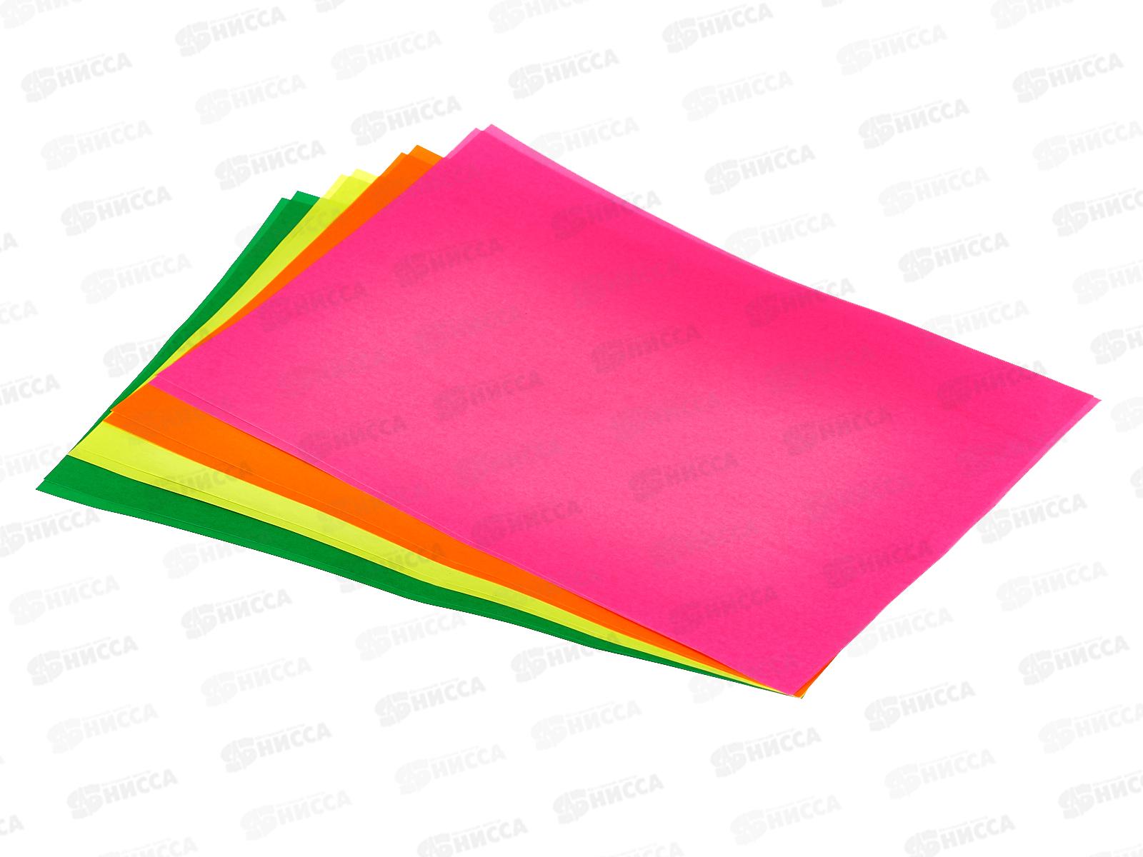 Набор цветной флуоресцентной бумаги А4, 4цв.8л. (пакет на европодвесе), ЦБФ-3450 *40