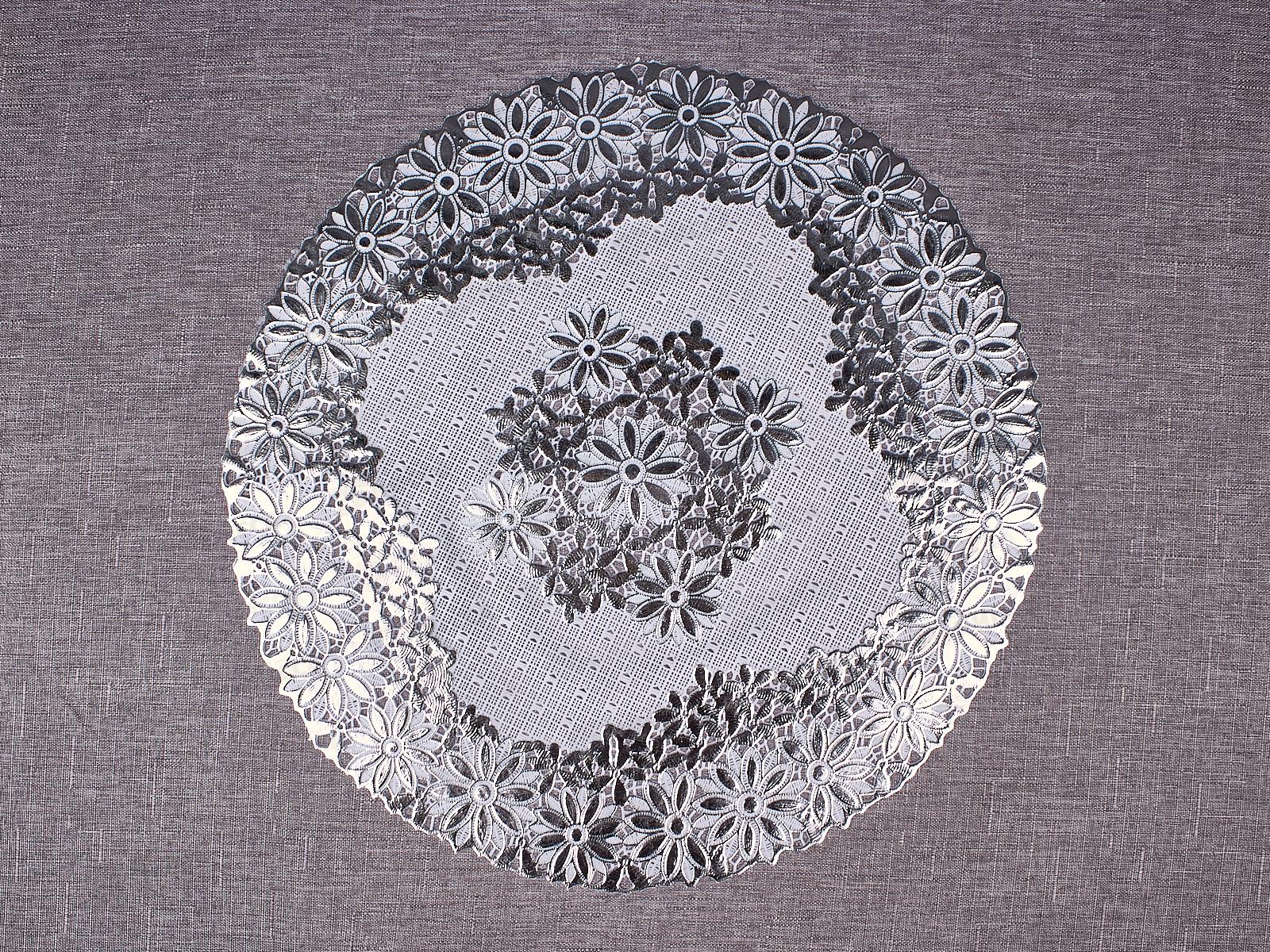 Салфетка ажурная GRACE Лейс 30*30 LO-1008В серебро круг 93476 *12