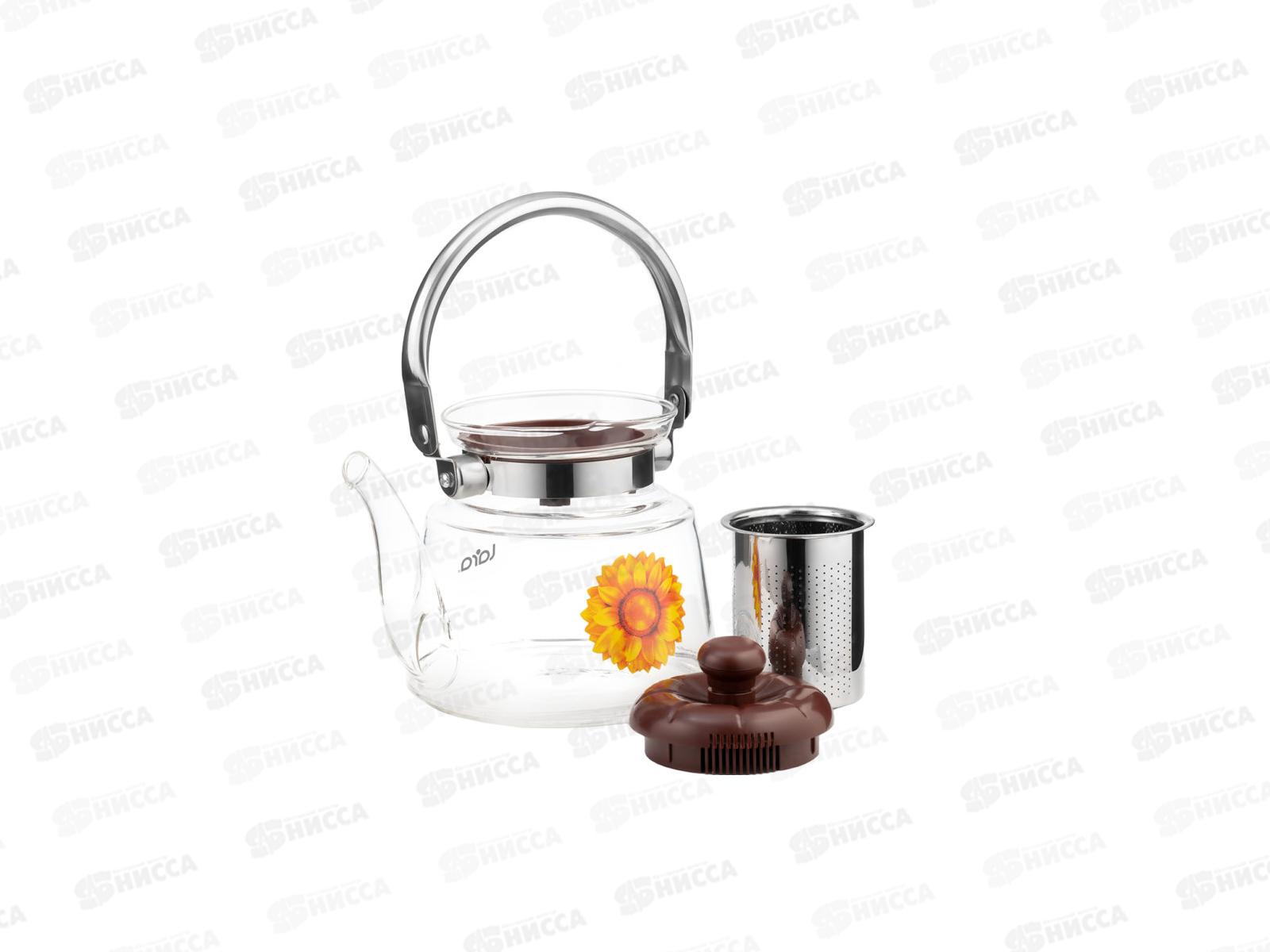 Чайник заварочный 0,8л LR06-11 стекло, стальной фильтр