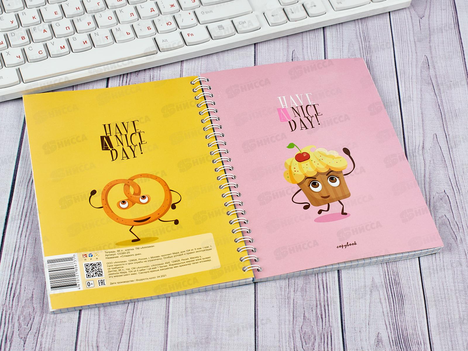 Тетрадь 96листов клетка  Апплика перевертыш Сладкого дня, на гребне 0380-25 *40